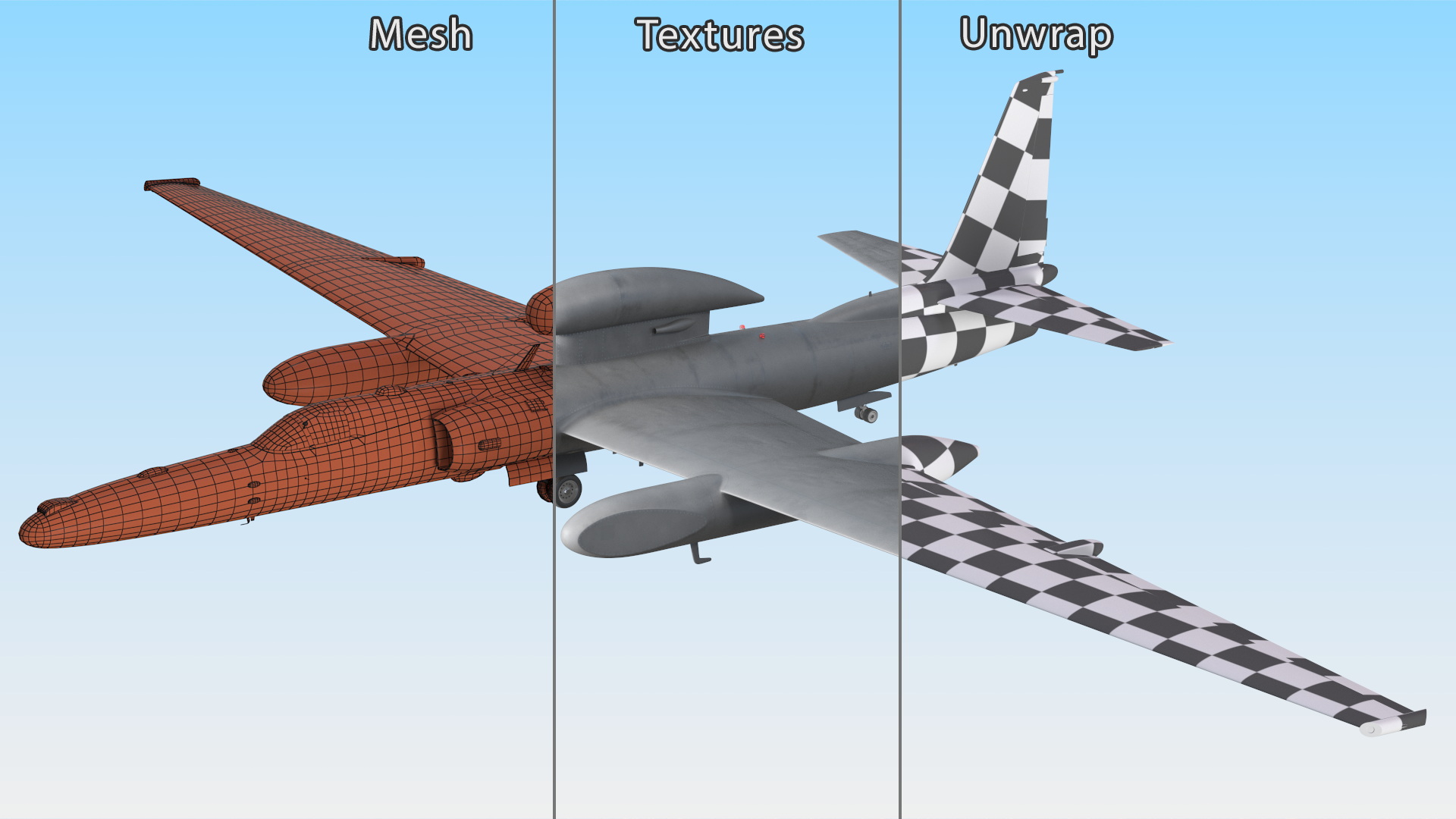 Reconnaissance Aircraft Grey Rigged for Maya 3D model