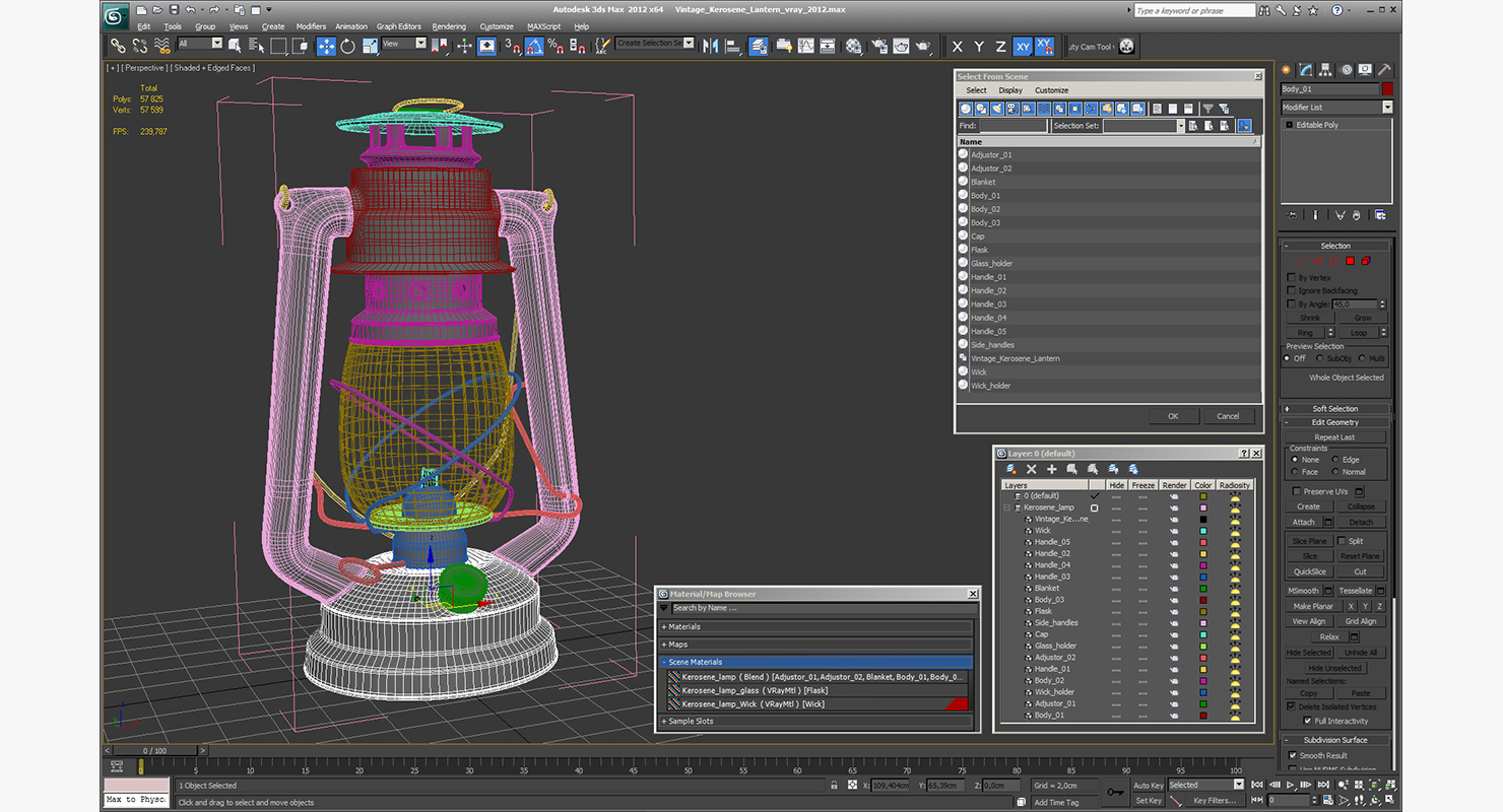 Vintage Kerosene Lantern 3D model