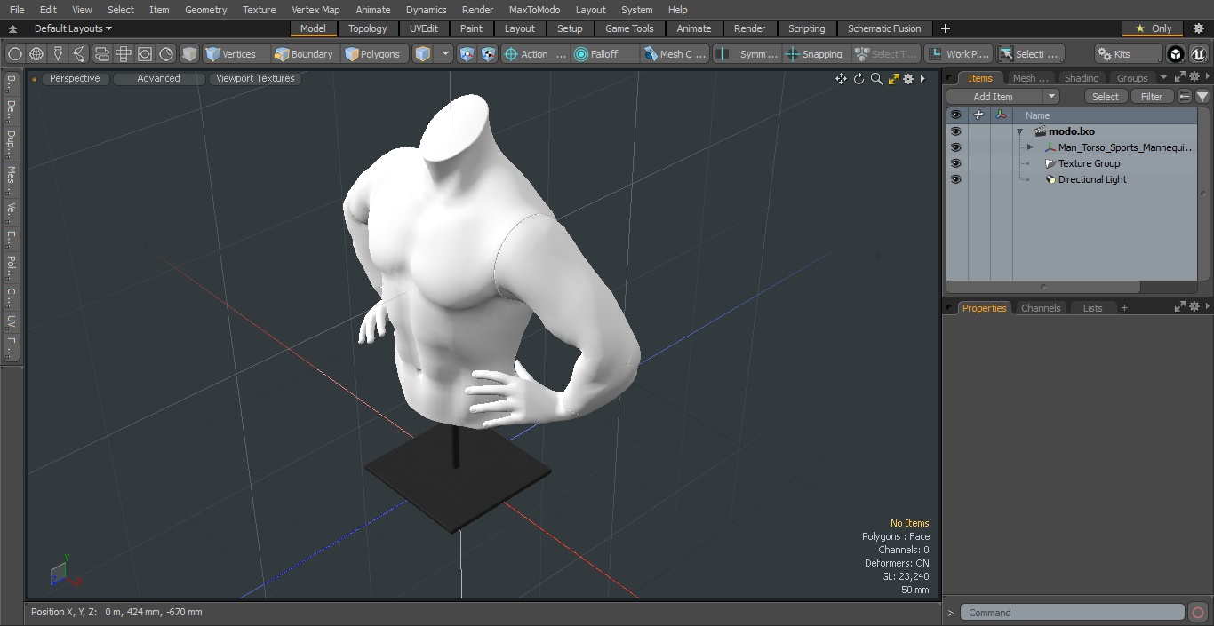 Man Torso Sports Mannequin White 3D