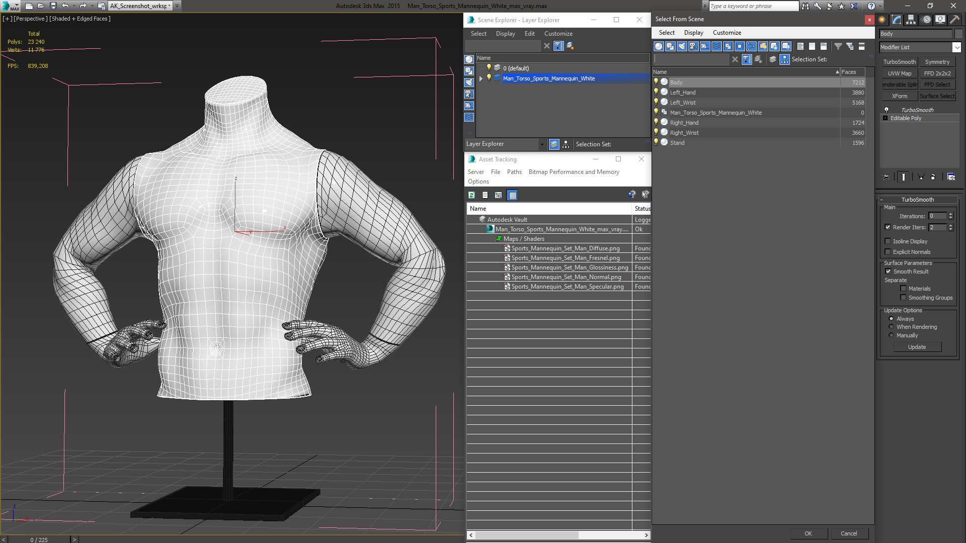 Man Torso Sports Mannequin White 3D
