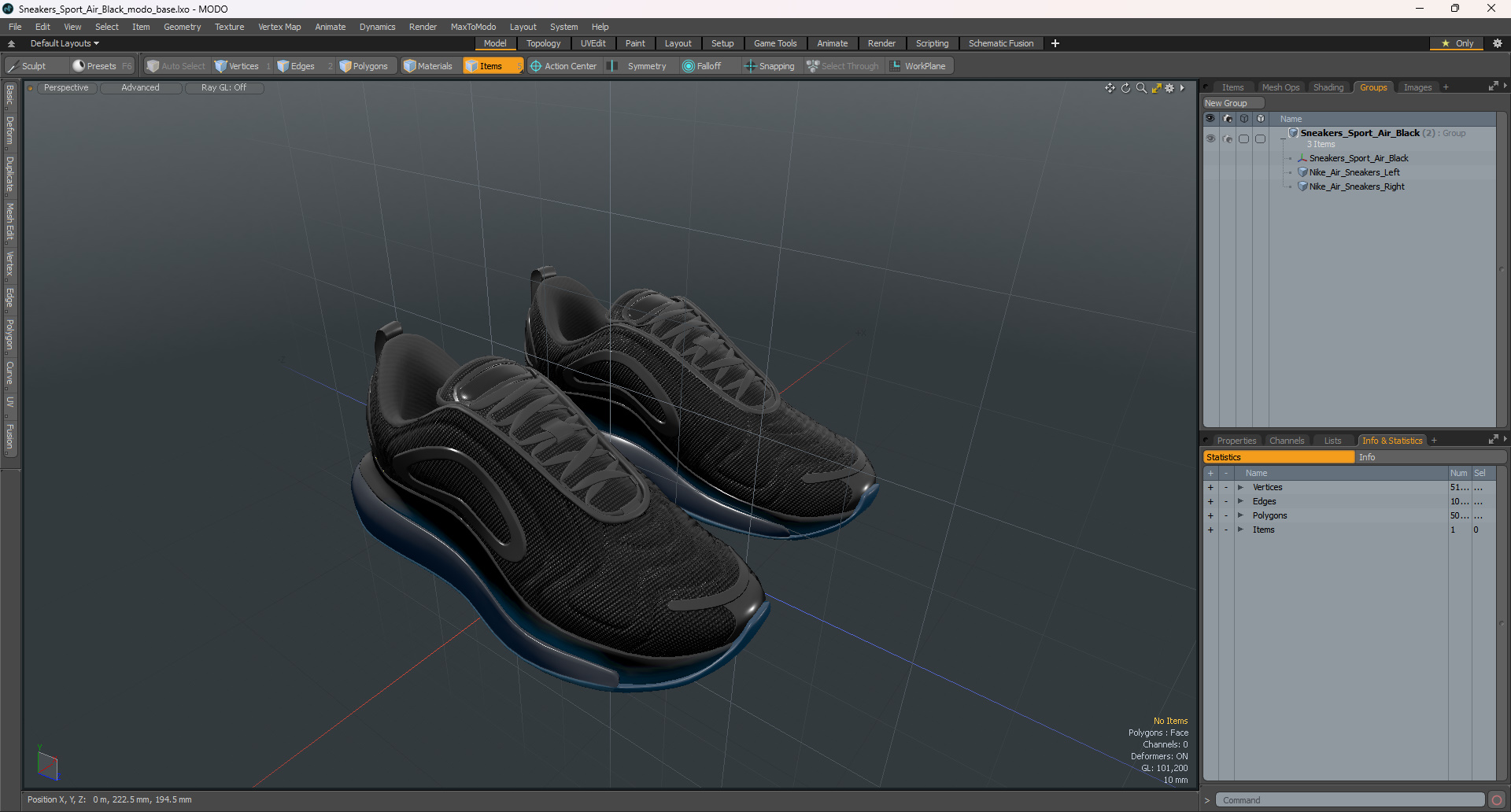 Sneakers Sport Air Black 3D model