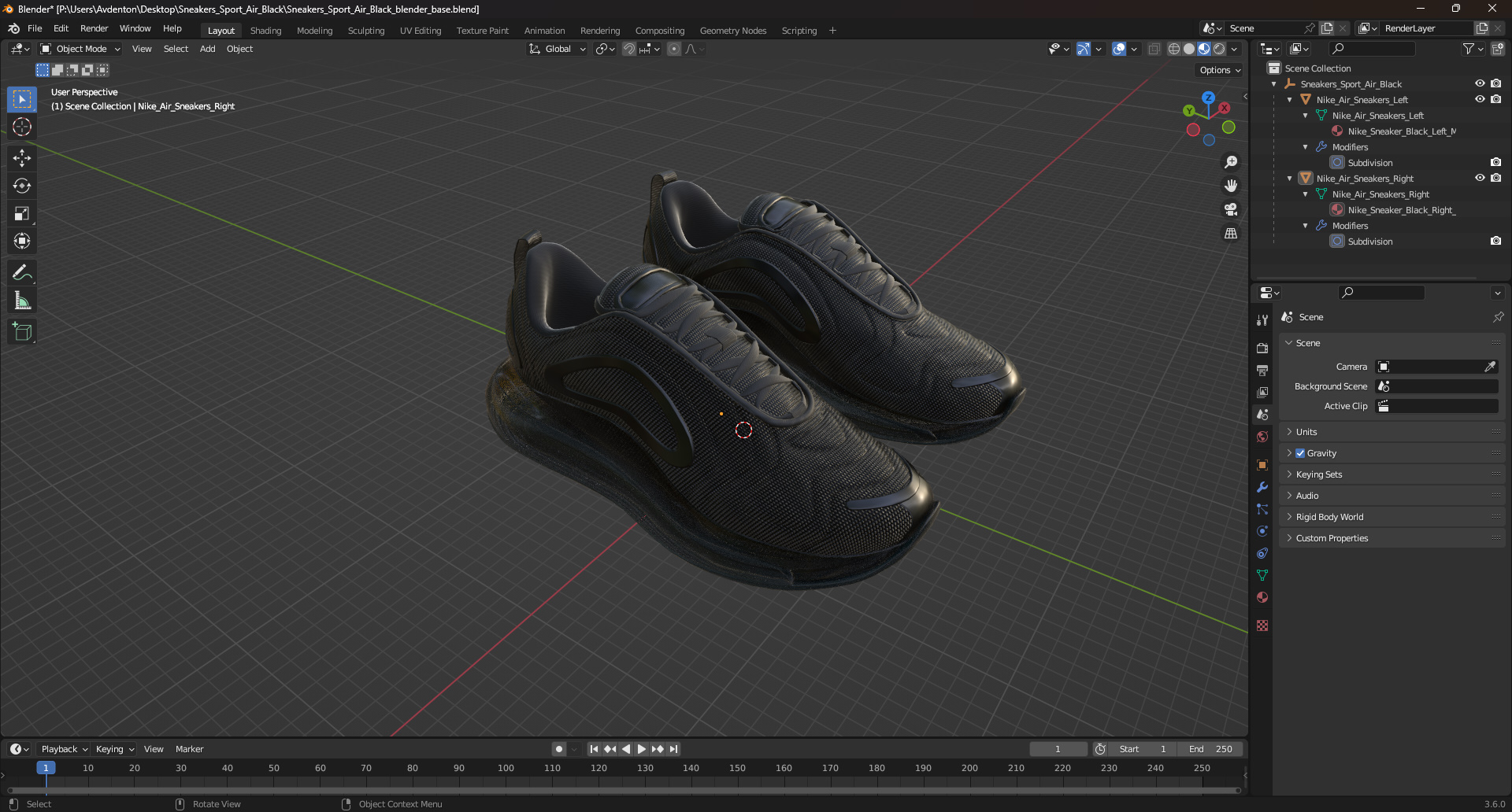 Sneakers Sport Air Black 3D model