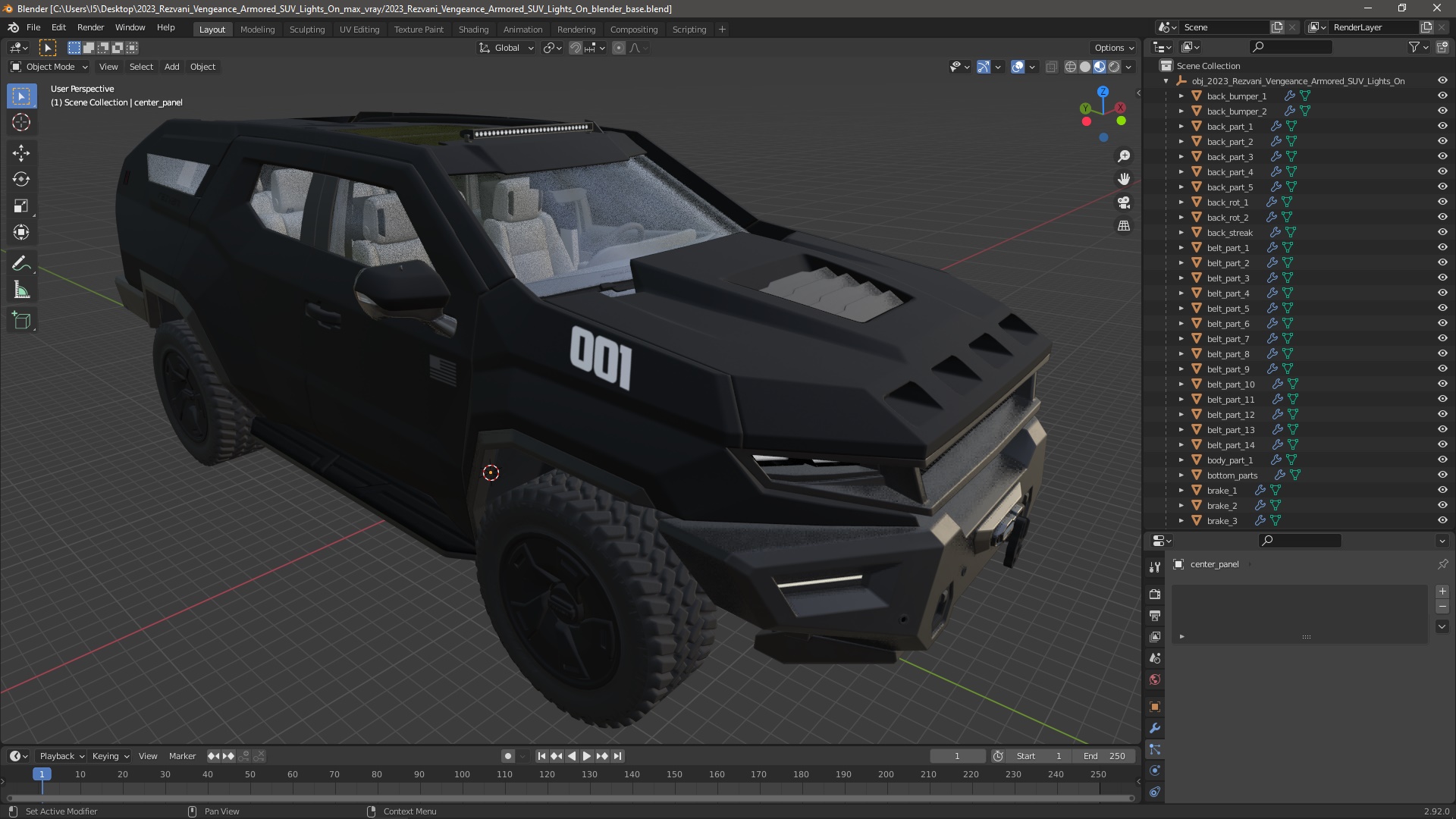 2023 Rezvani Vengeance Armored SUV Lights On 3D model