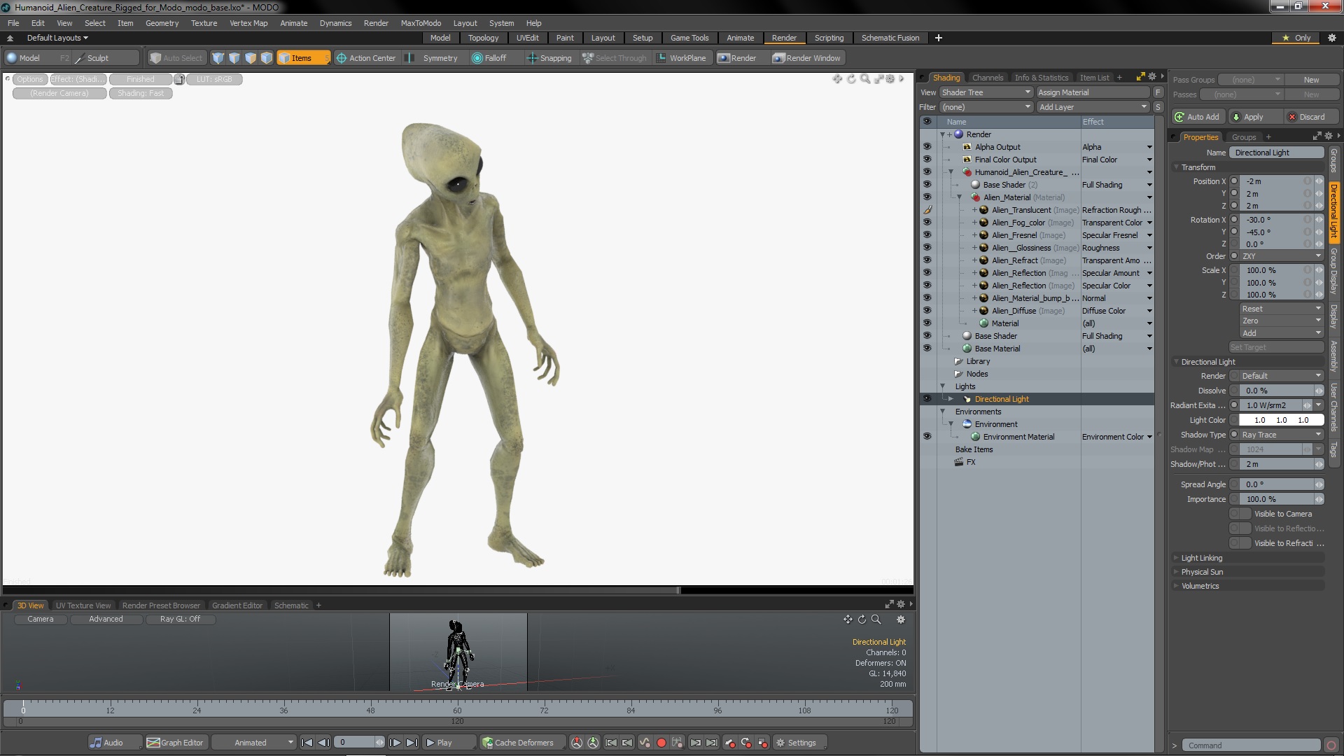 3D model Humanoid Alien Creature Rigged