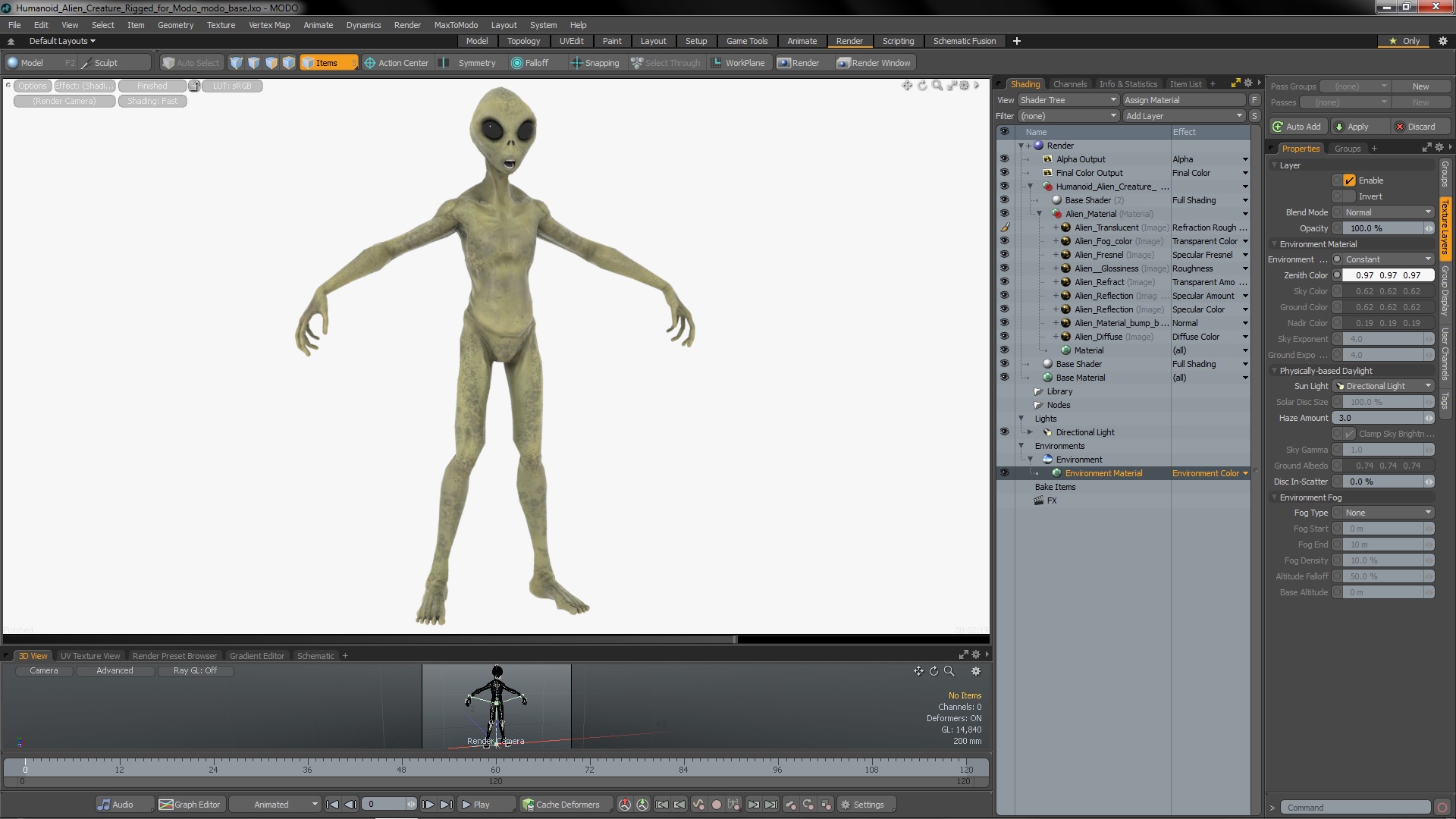 3D model Humanoid Alien Creature Rigged