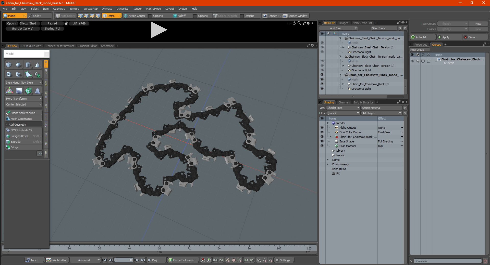 Chain for Chainsaw Black 3D model