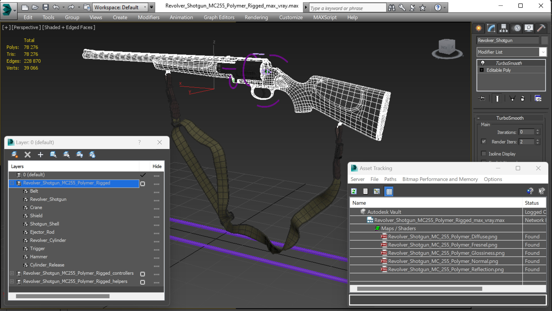 Revolver Shotgun MC255 Polymer Rigged 3D