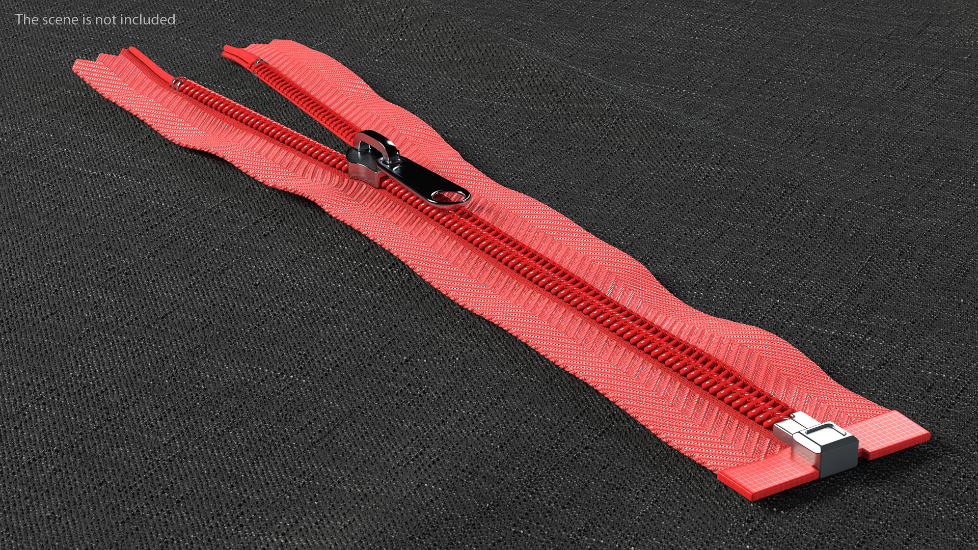 Open End Nylon Coil Zipper with Slider Red 3D
