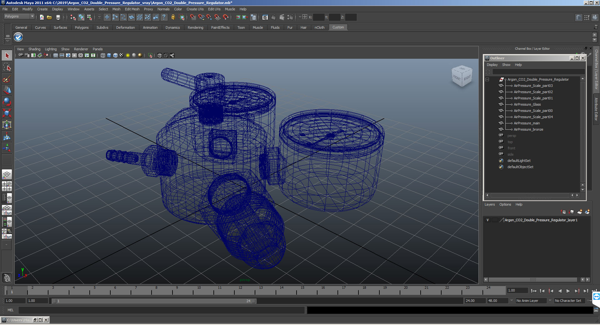 3D model Argon CO2 Double Pressure Regulator