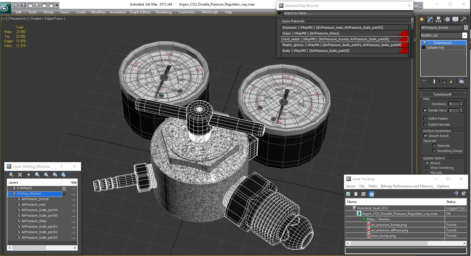 3D model Argon CO2 Double Pressure Regulator