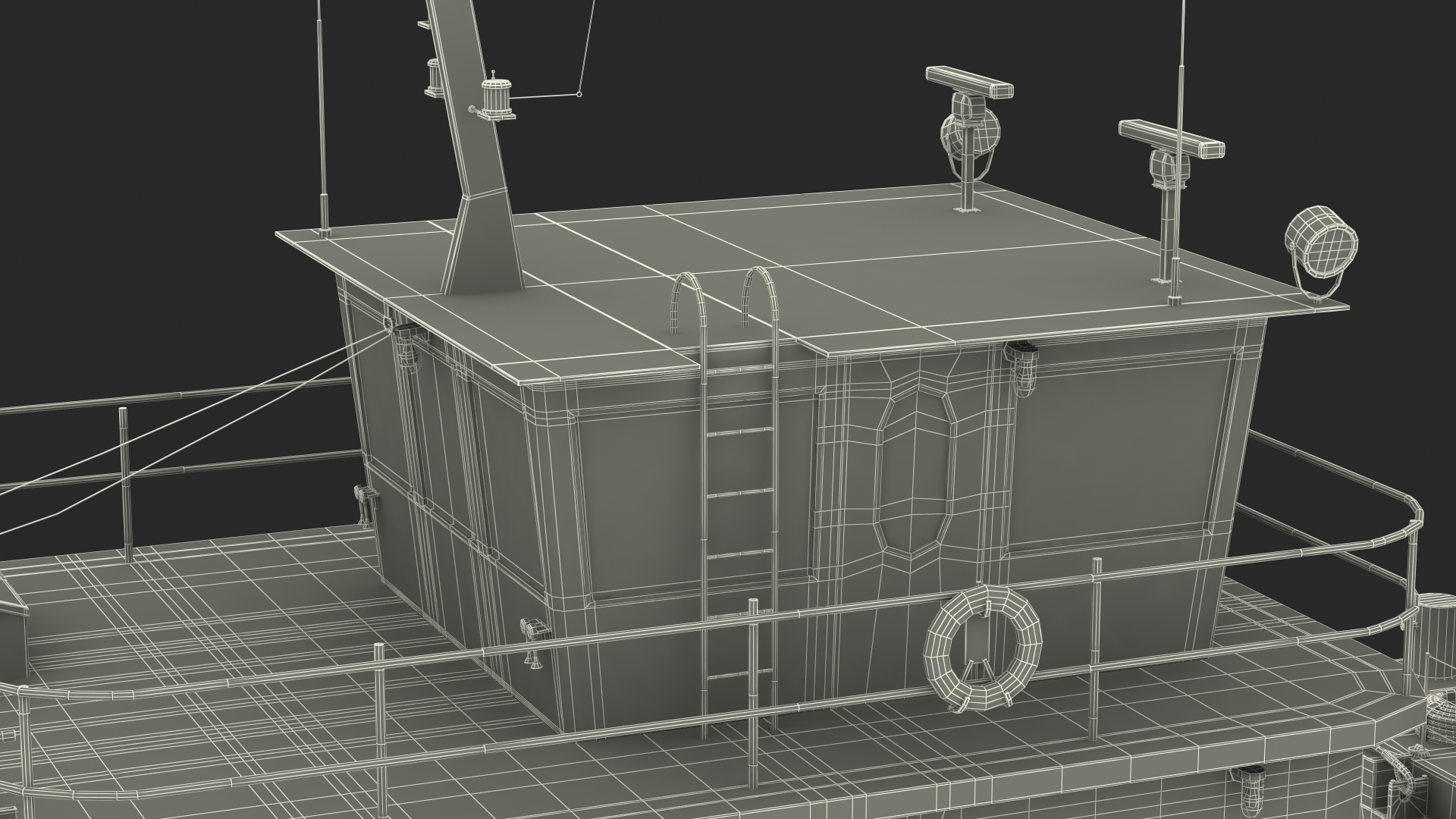 3D model Push Boat Ship with Pontoon Barge Loaded Wood Logs