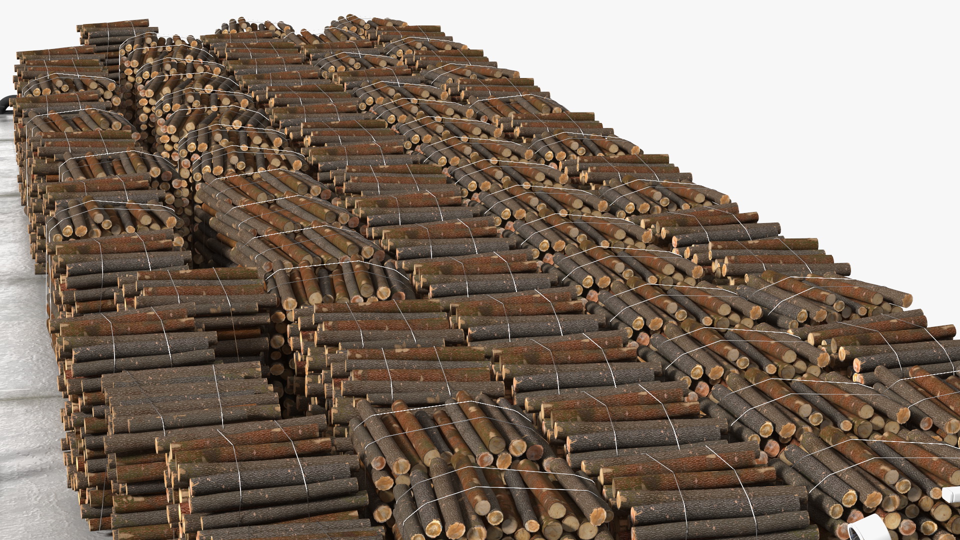 3D model Push Boat Ship with Pontoon Barge Loaded Wood Logs