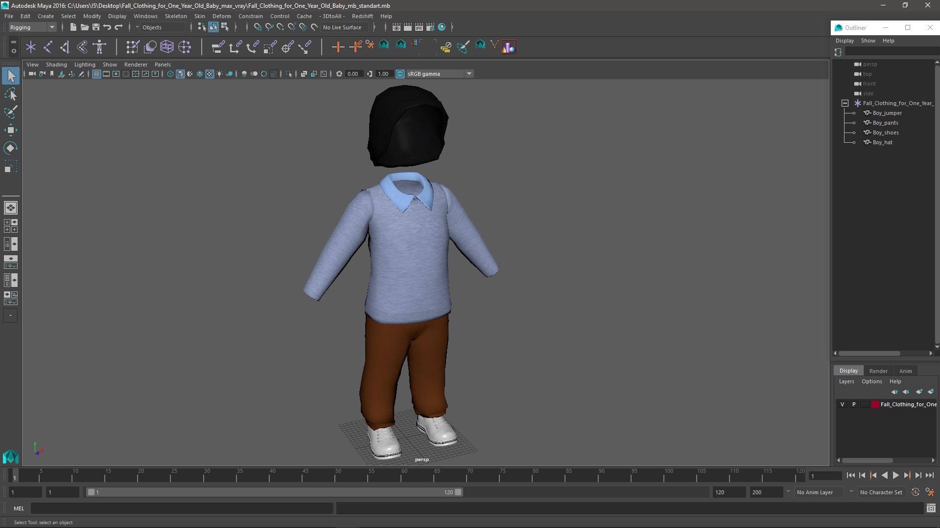 3D model Fall Clothing for One Year Old Baby