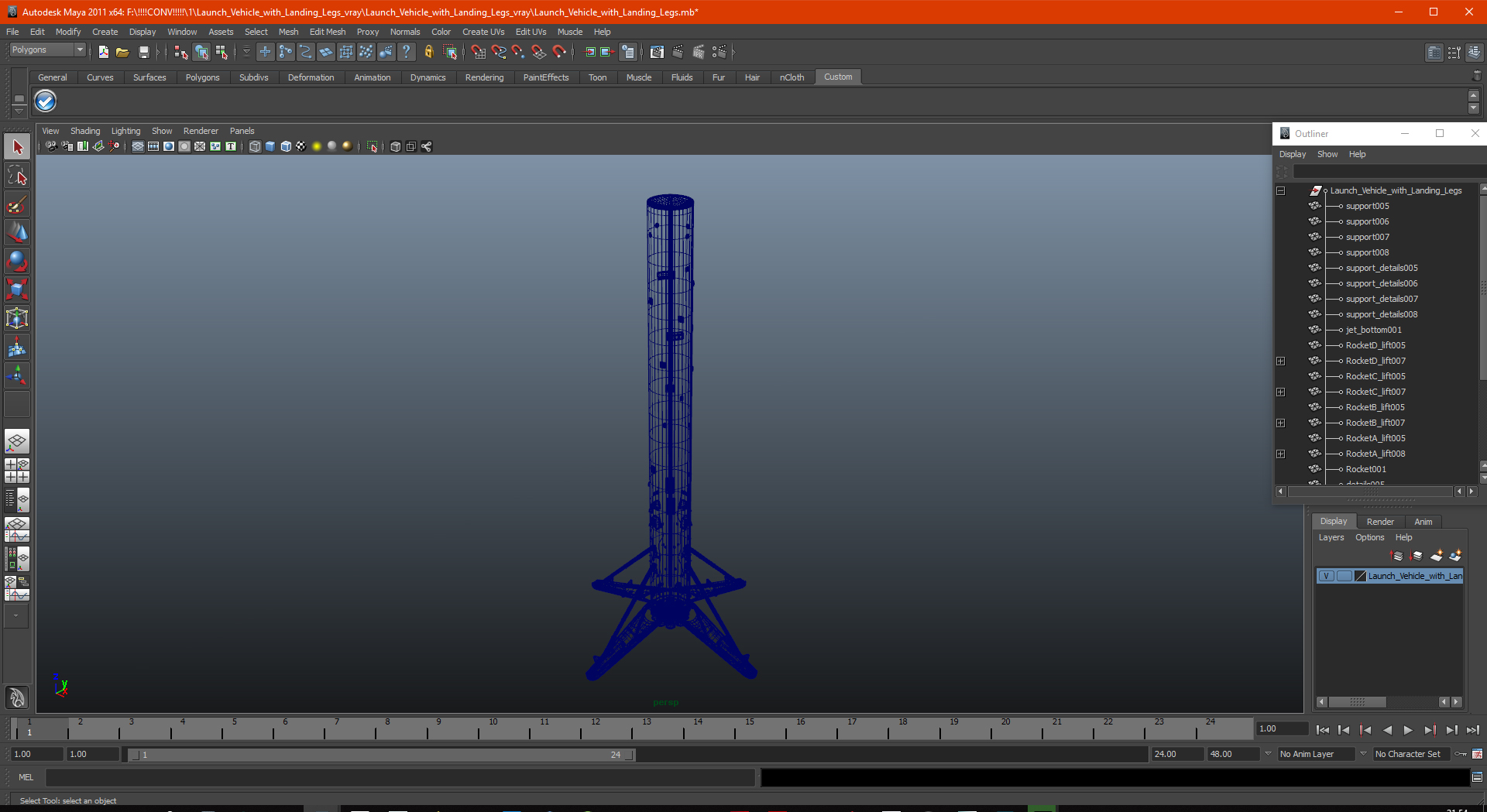 Launch Vehicle with Landing Legs 3D