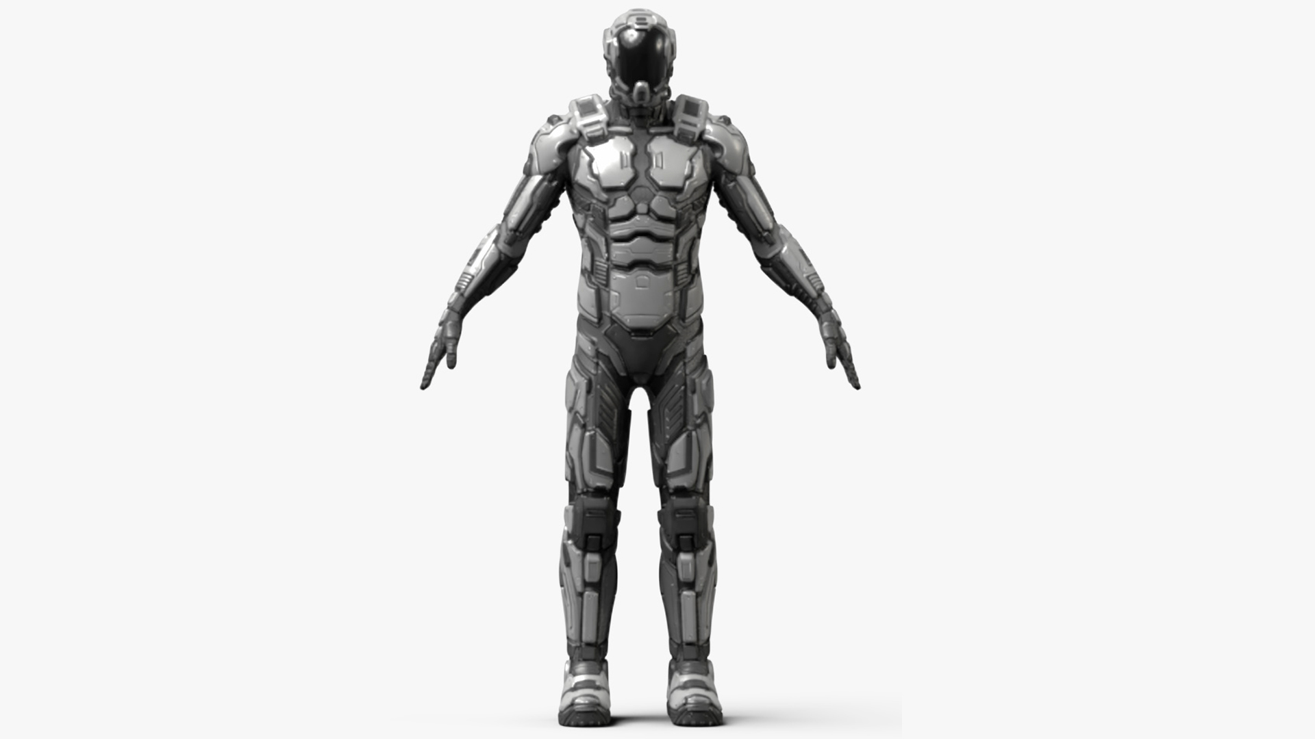 3D model Futuristic Armored Robot Rigged for Cinema 4D