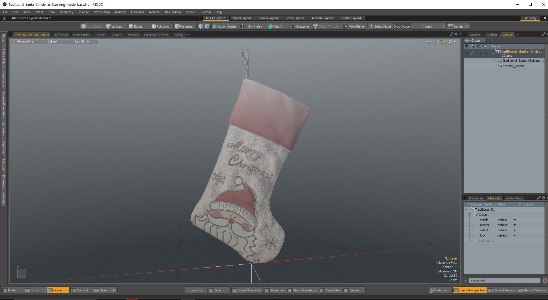 3D Traditional Santa Christmas Stocking