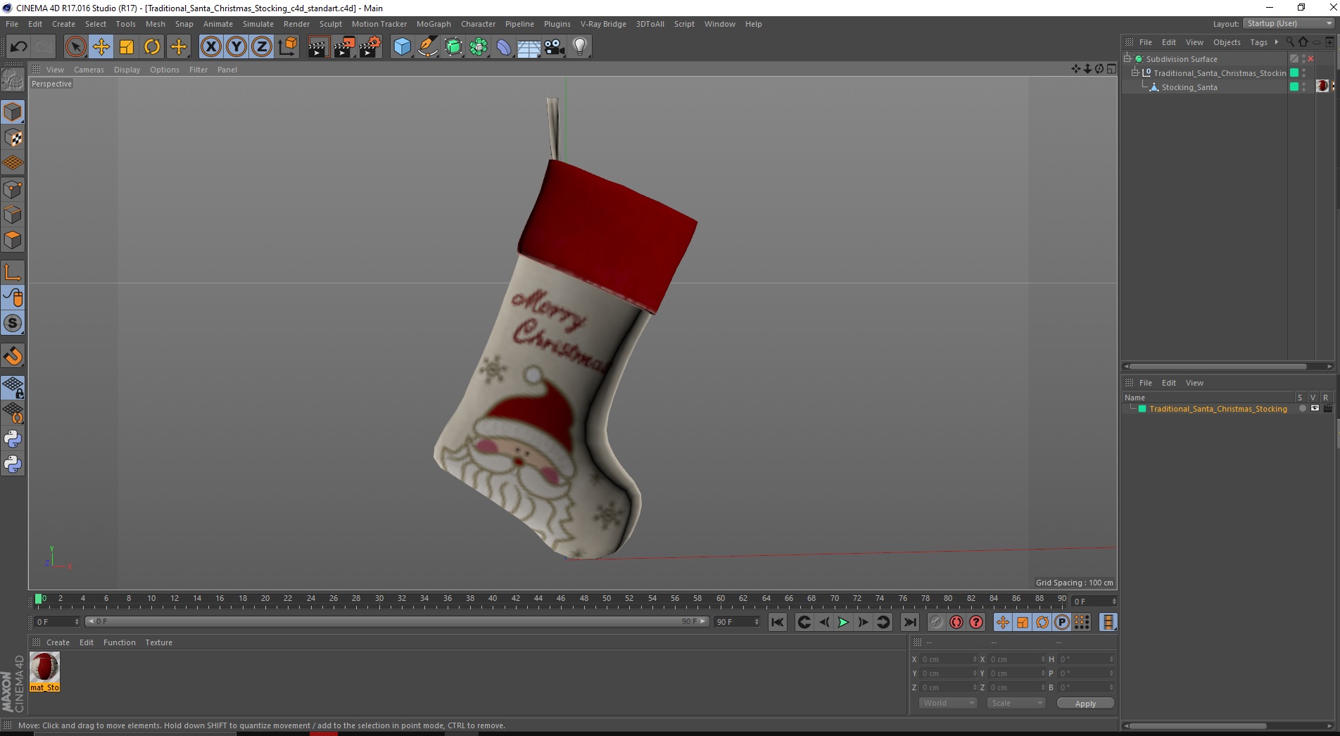 3D Traditional Santa Christmas Stocking