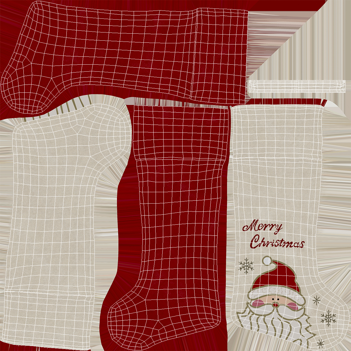 3D Traditional Santa Christmas Stocking