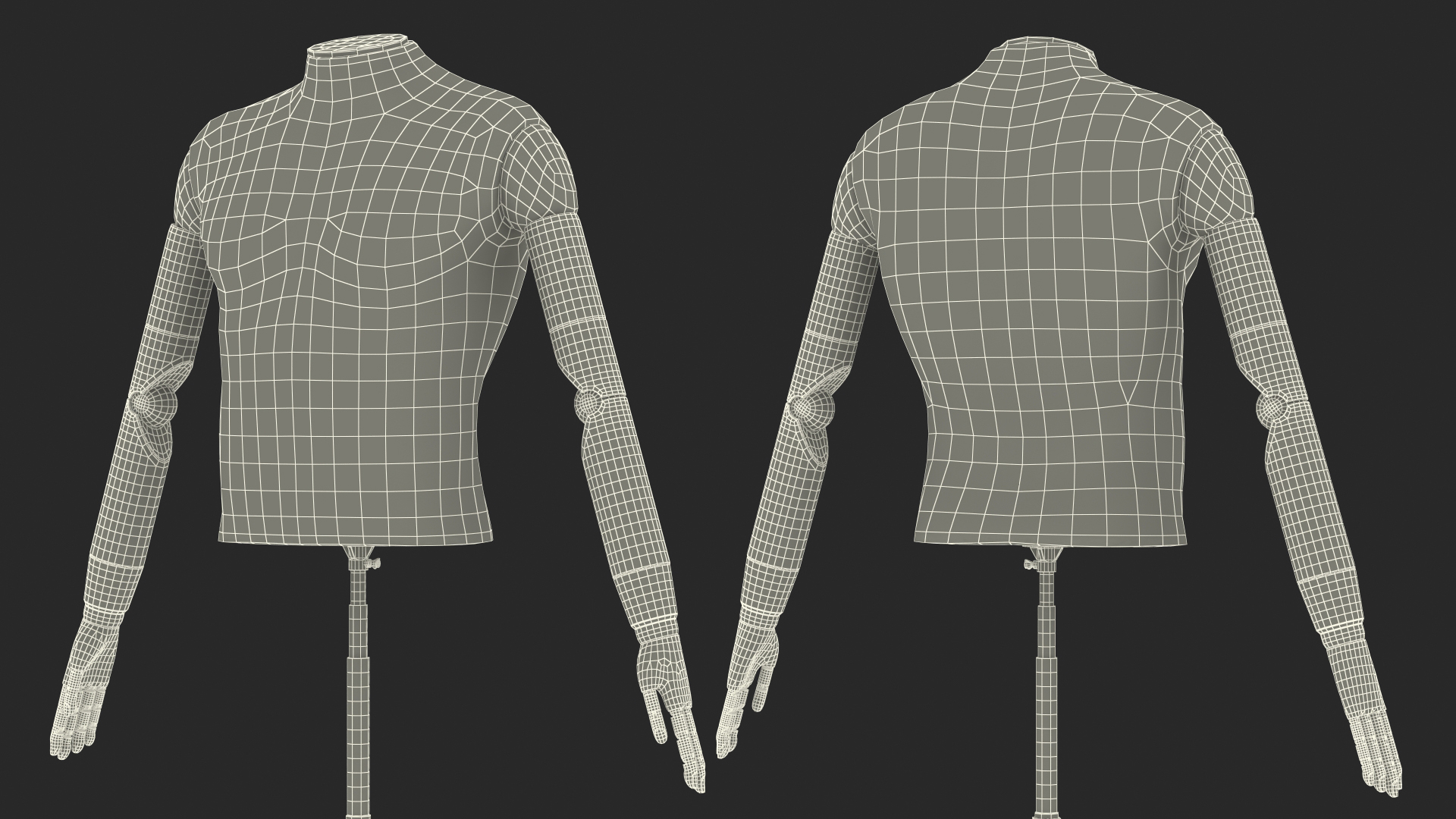 3D model Male Flexible Half Body Mannequin Torso with Wooden Base Headless