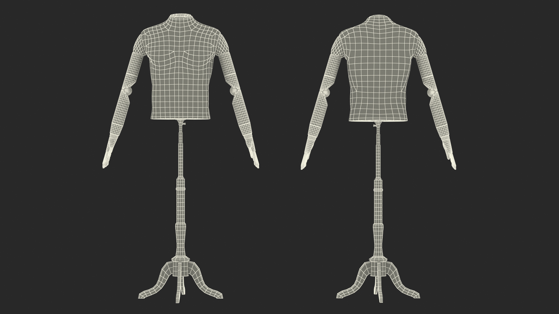 3D model Male Flexible Half Body Mannequin Torso with Wooden Base Headless
