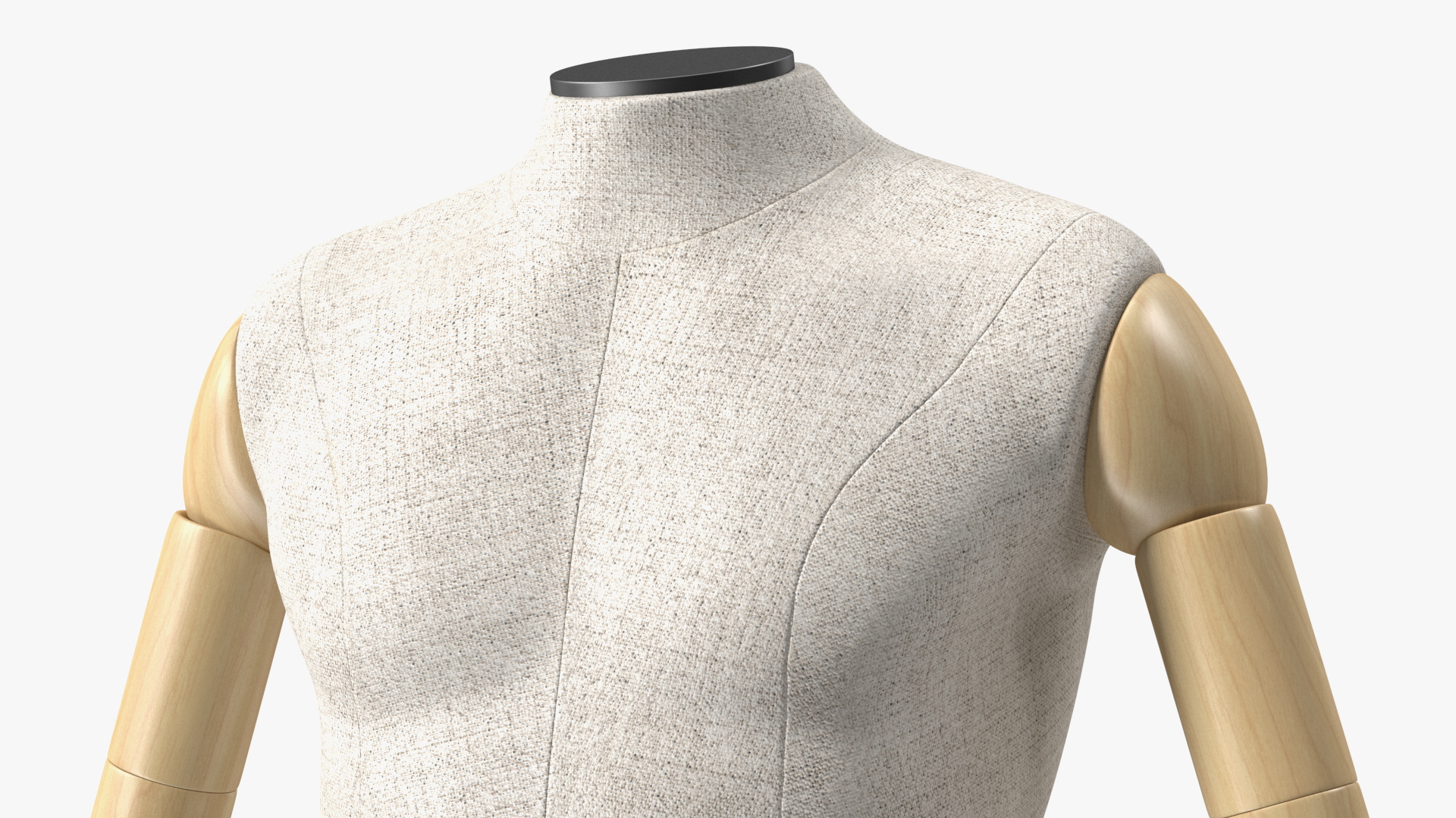 3D model Male Flexible Half Body Mannequin Torso with Wooden Base Headless