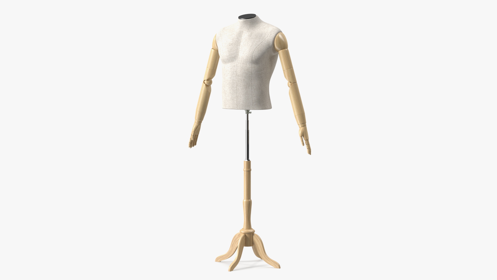 3D model Male Flexible Half Body Mannequin Torso with Wooden Base Headless