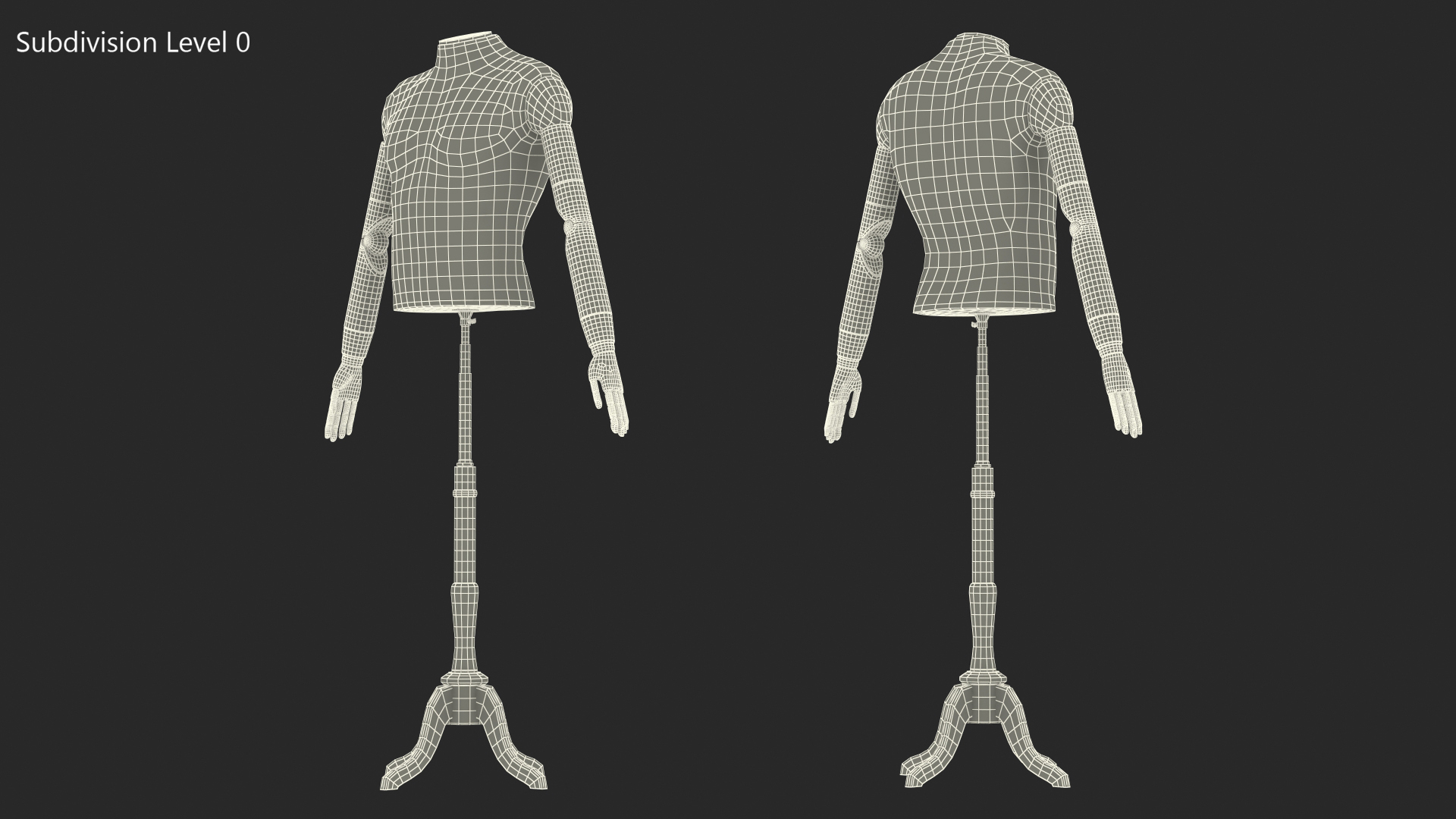 3D model Male Flexible Half Body Mannequin Torso with Wooden Base Headless