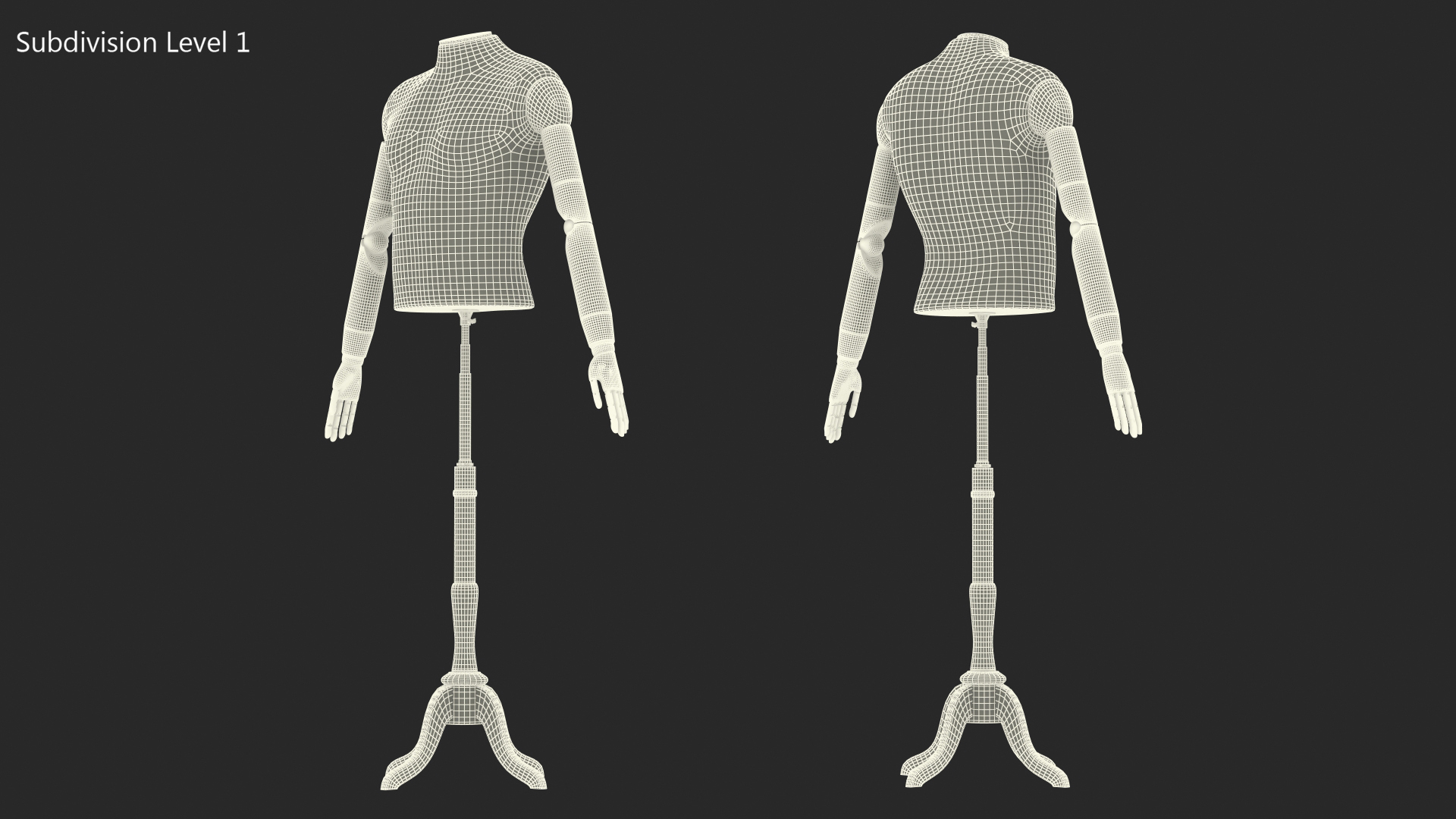 3D model Male Flexible Half Body Mannequin Torso with Wooden Base Headless
