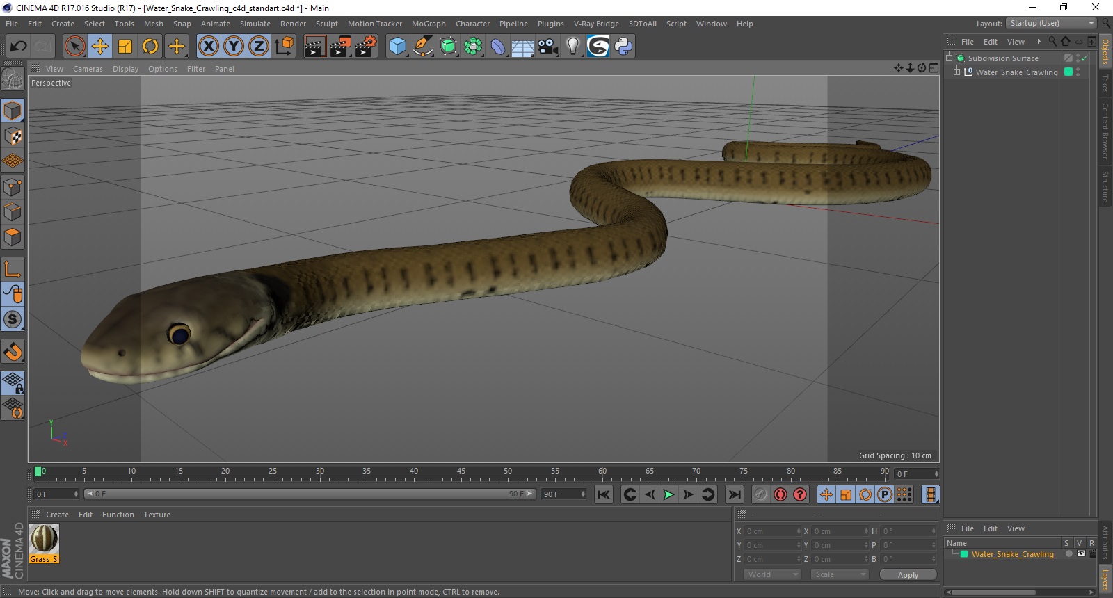 3D model Water Snake Crawling
