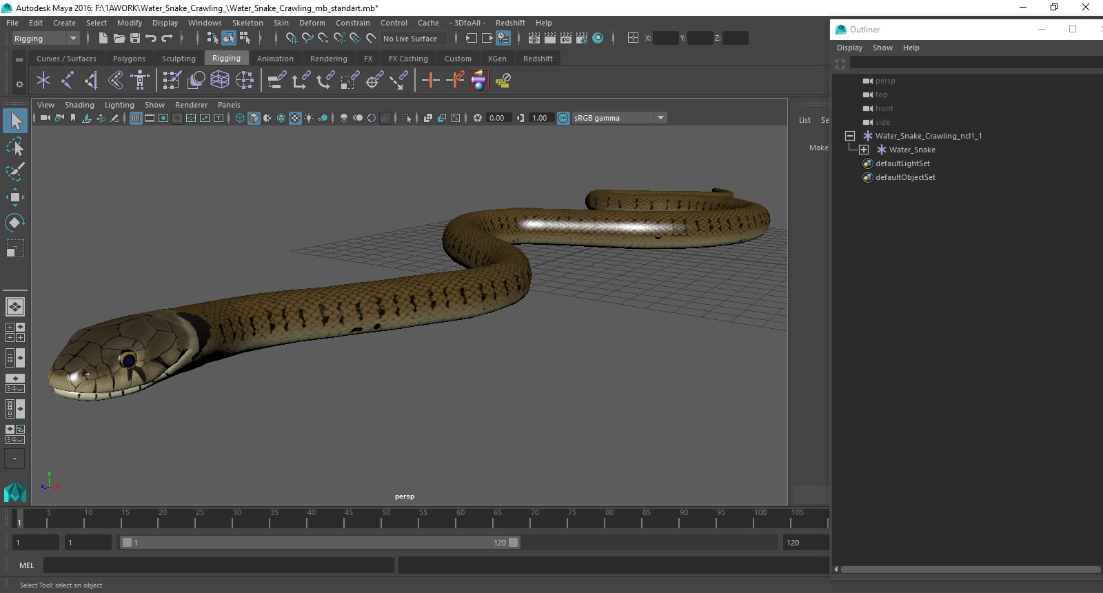 3D model Water Snake Crawling