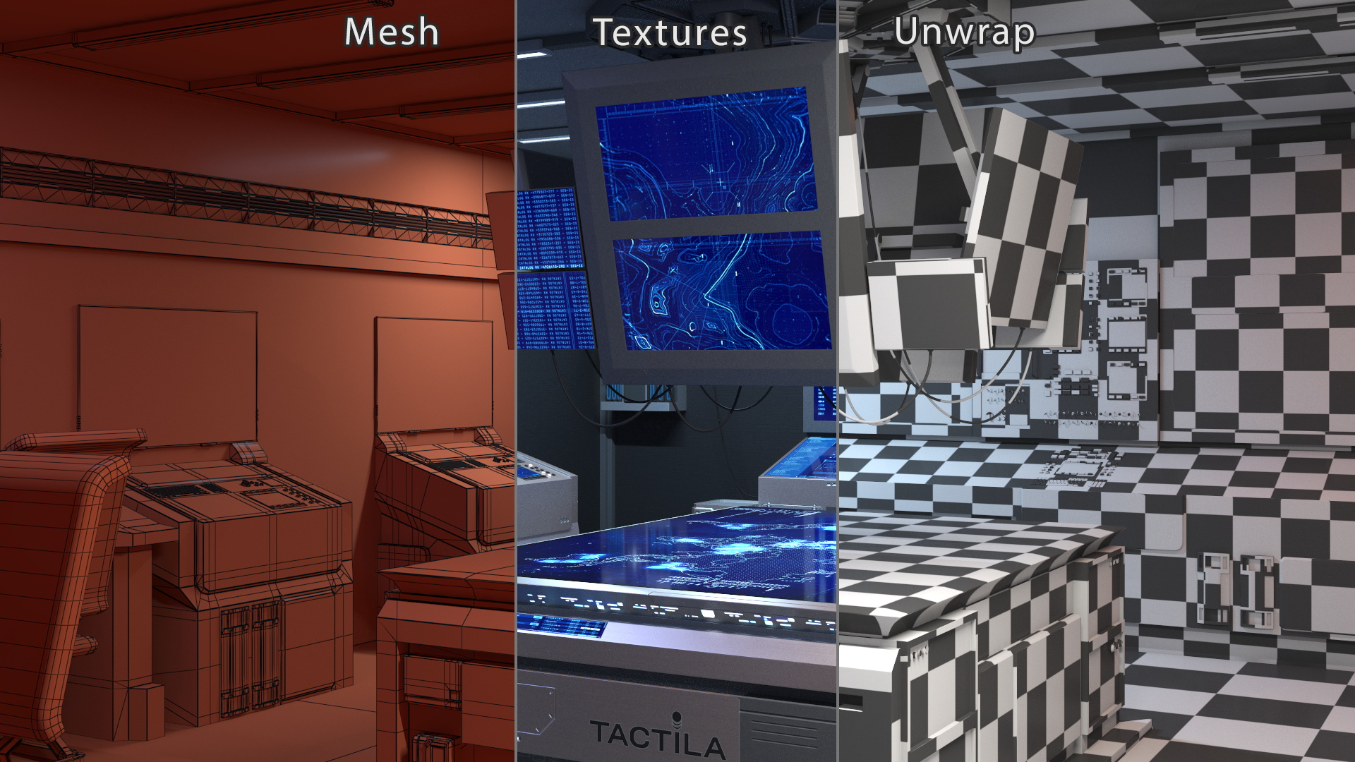 Sci Fi Command Room Blue 3D model
