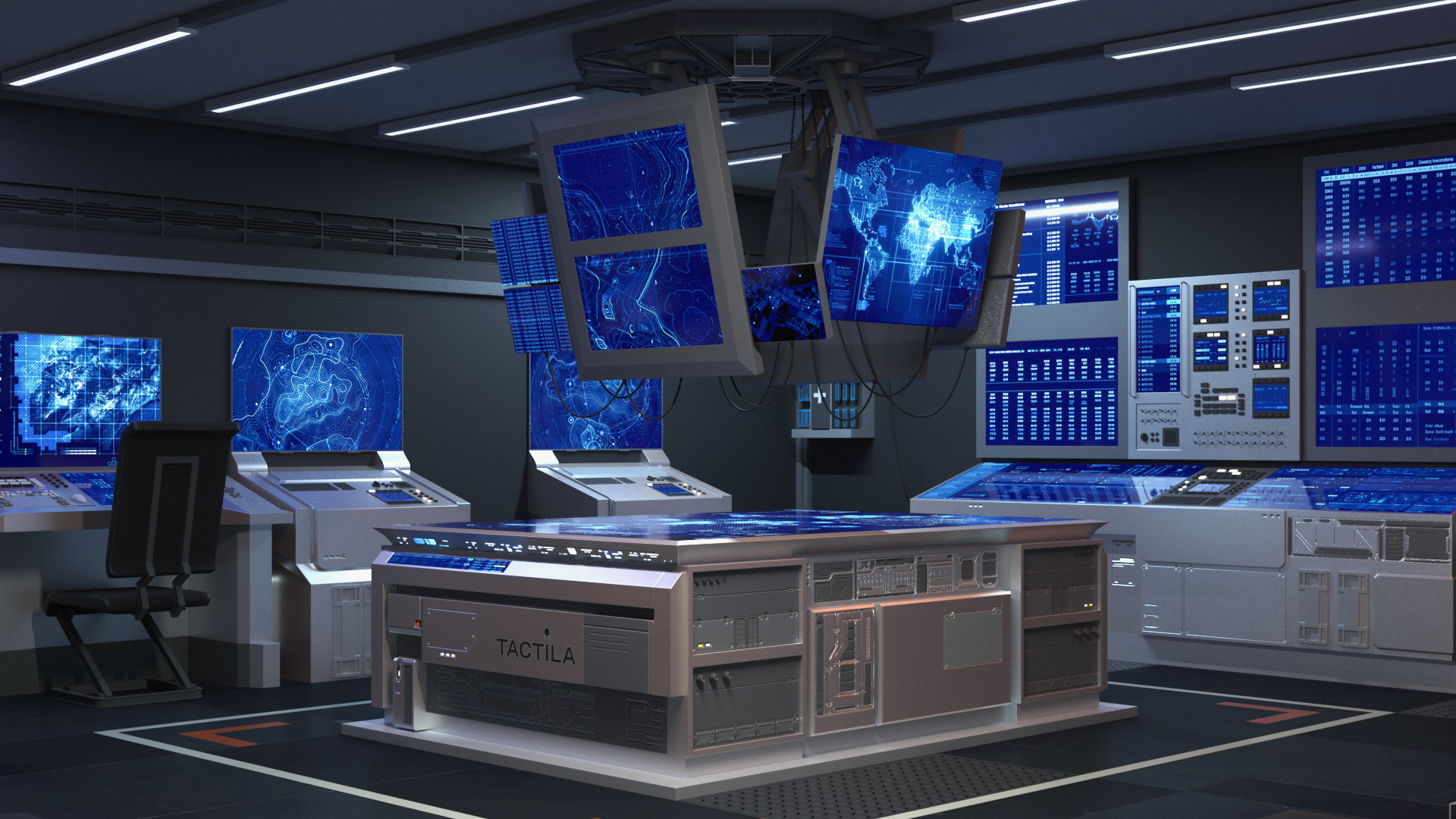 Sci Fi Command Room Blue 3D model