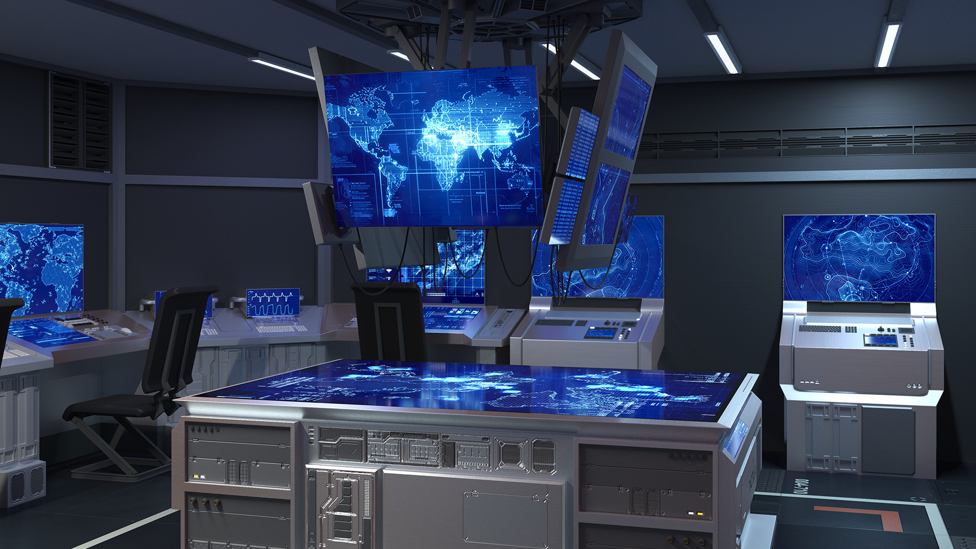 Sci Fi Command Room Blue 3D model