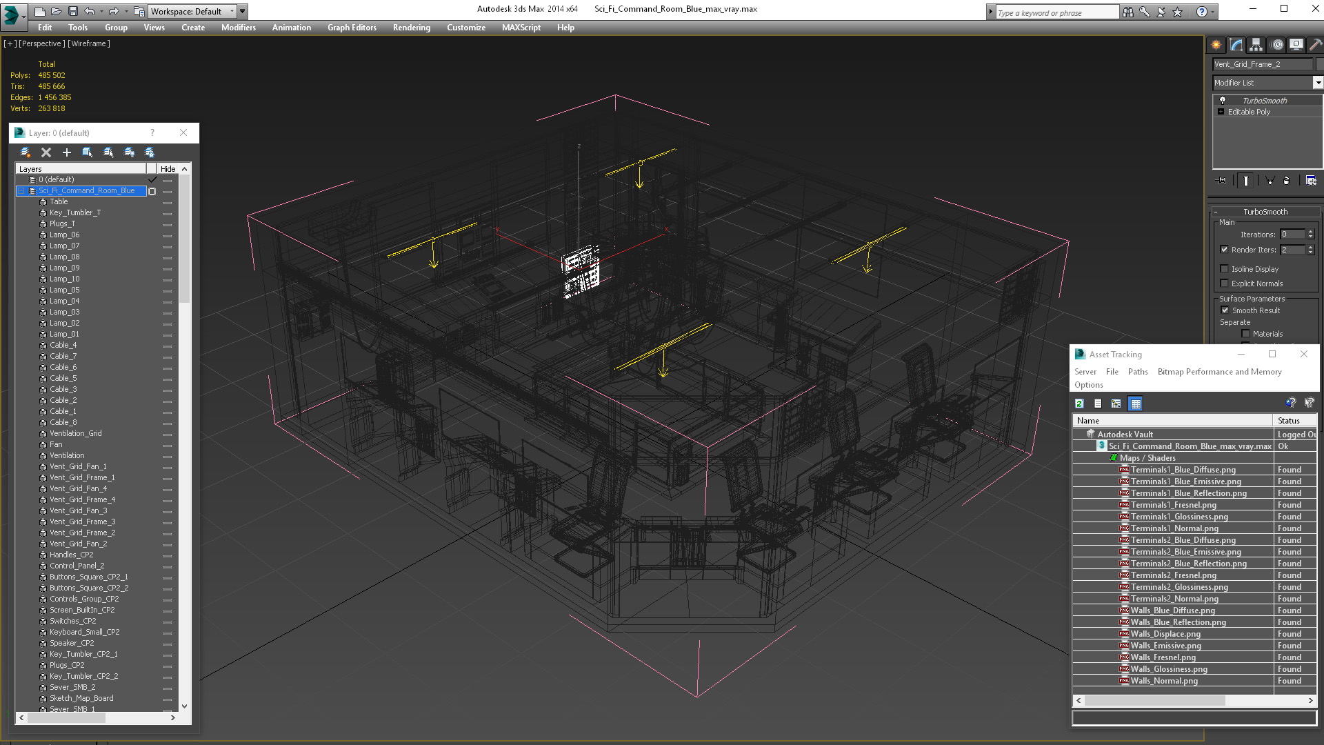 Sci Fi Command Room Blue 3D model
