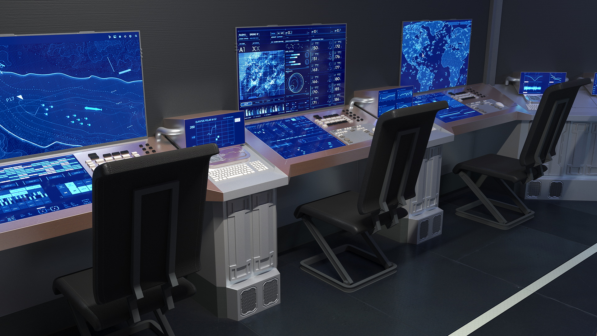 Sci Fi Command Room Blue 3D model