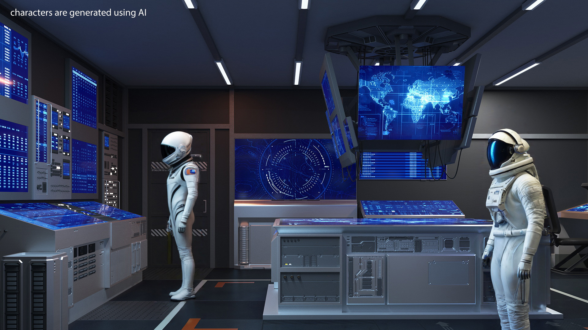 Sci Fi Command Room Blue 3D model