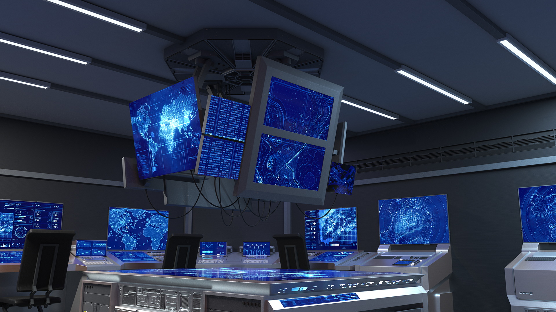 Sci Fi Command Room Blue 3D model