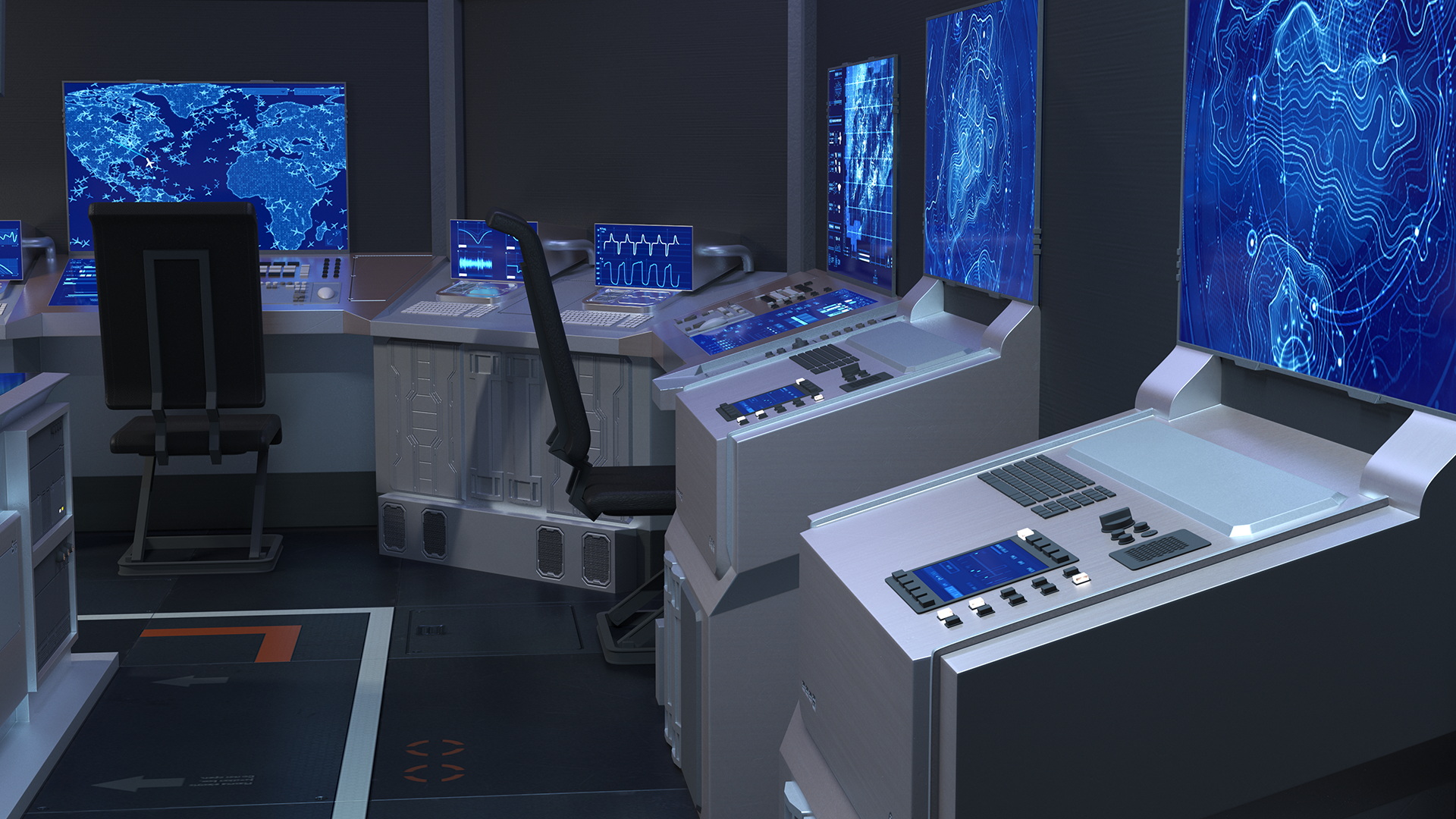 Sci Fi Command Room Blue 3D model