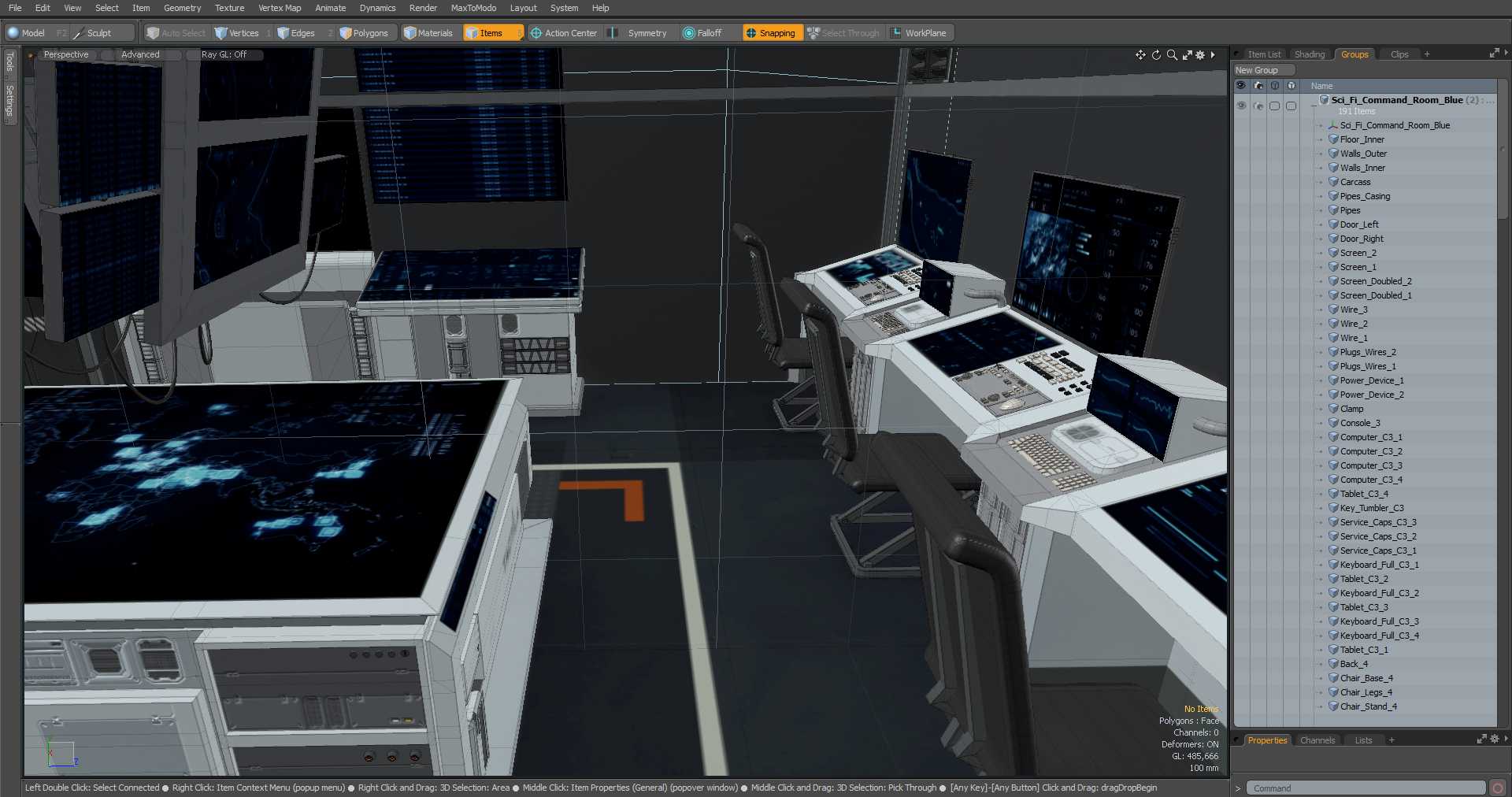 Sci Fi Command Room Blue 3D model