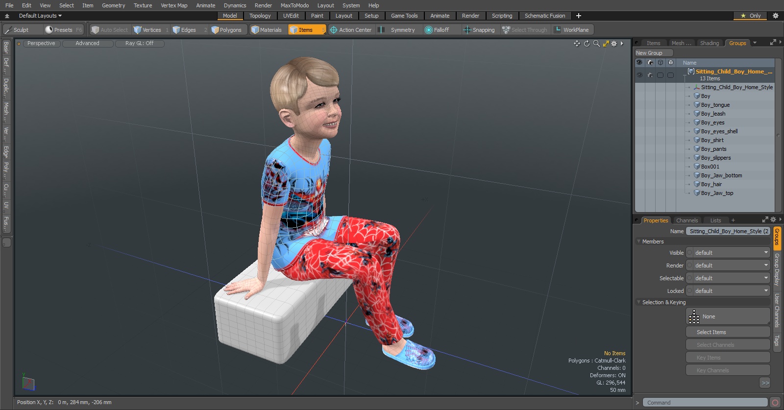 3D Sitting Child Boy Home Style model