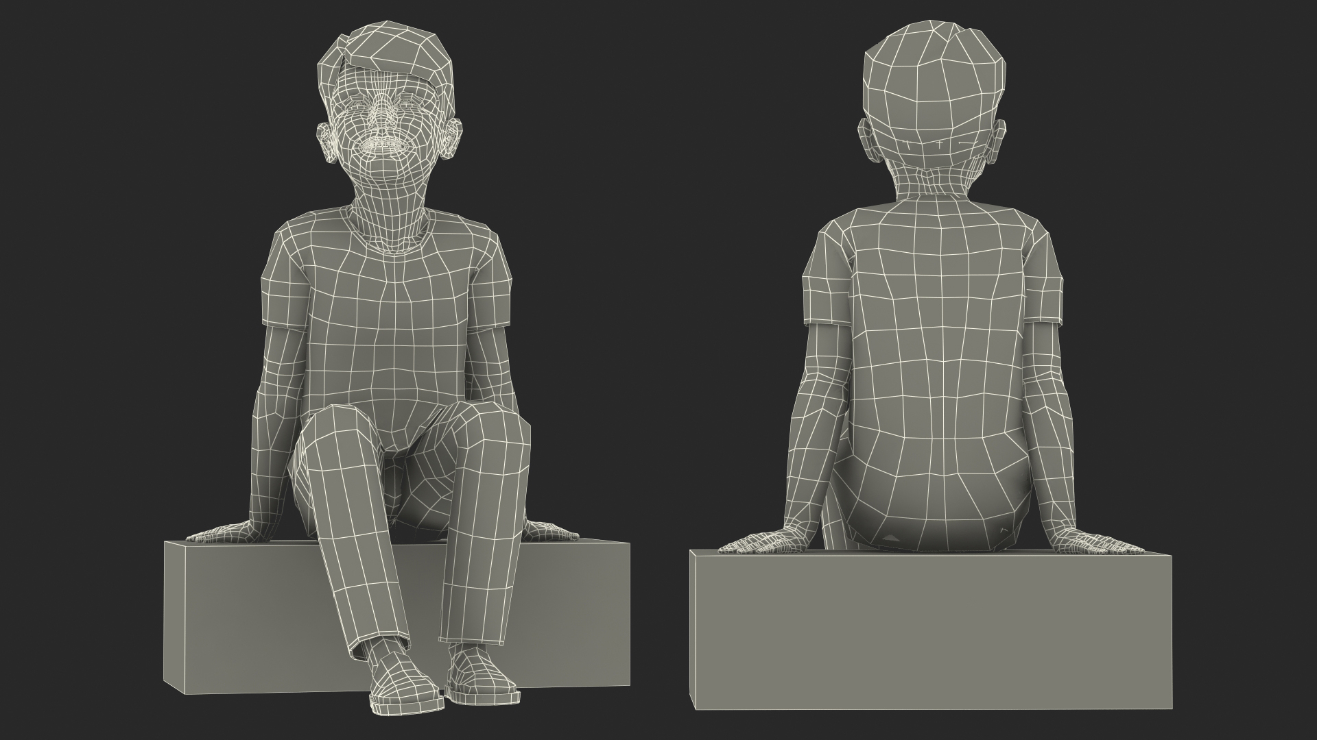 3D Sitting Child Boy Home Style model