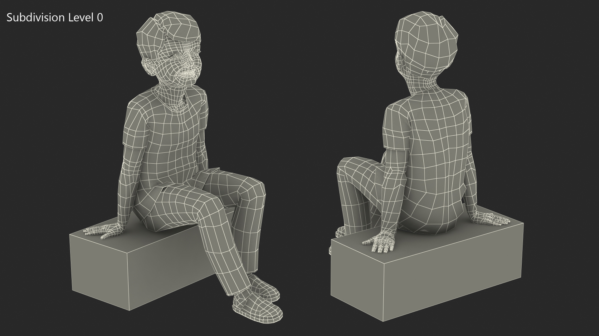 3D Sitting Child Boy Home Style model