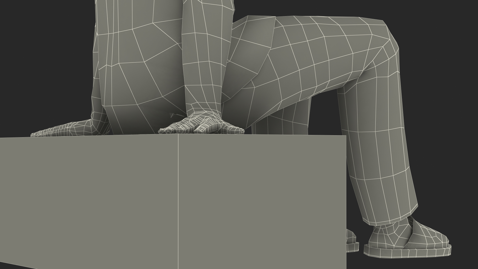 3D Sitting Child Boy Home Style model