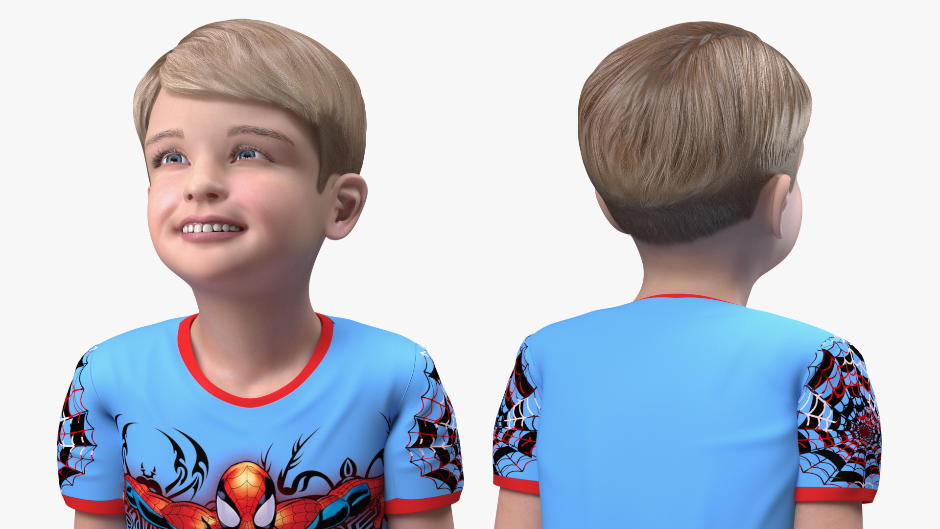 3D Sitting Child Boy Home Style model