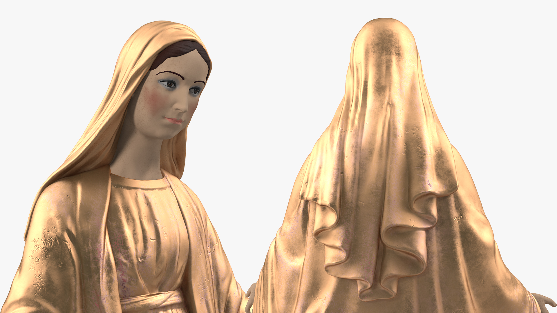 3D Madonna Virgin Mary Statue Golden model