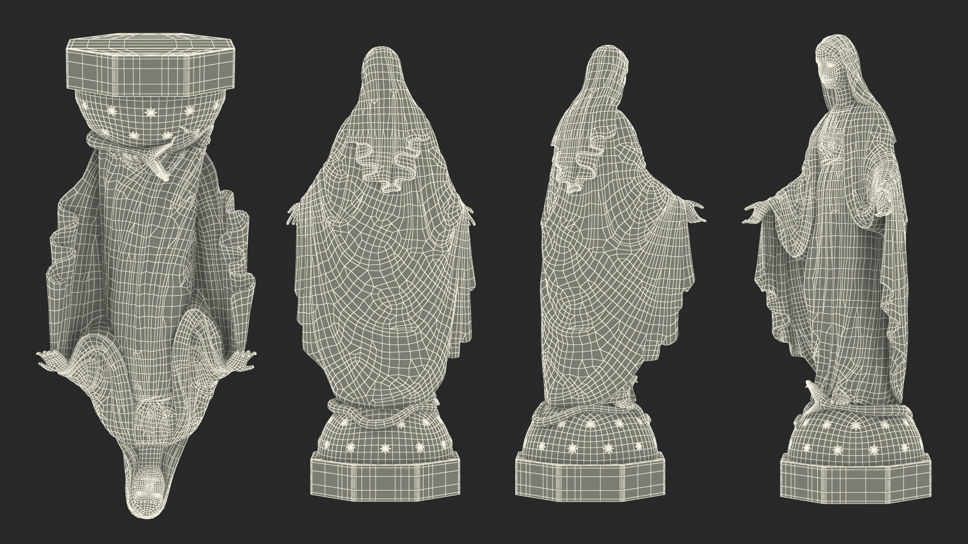 3D Madonna Virgin Mary Statue Golden model