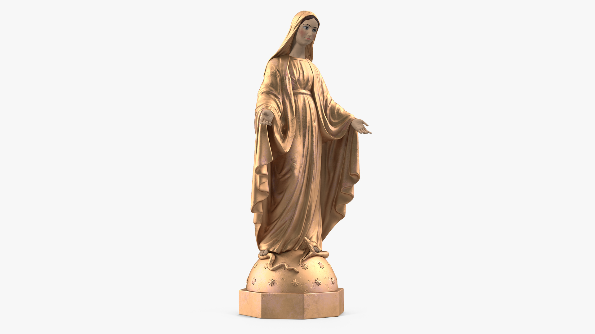 3D Madonna Virgin Mary Statue Golden model