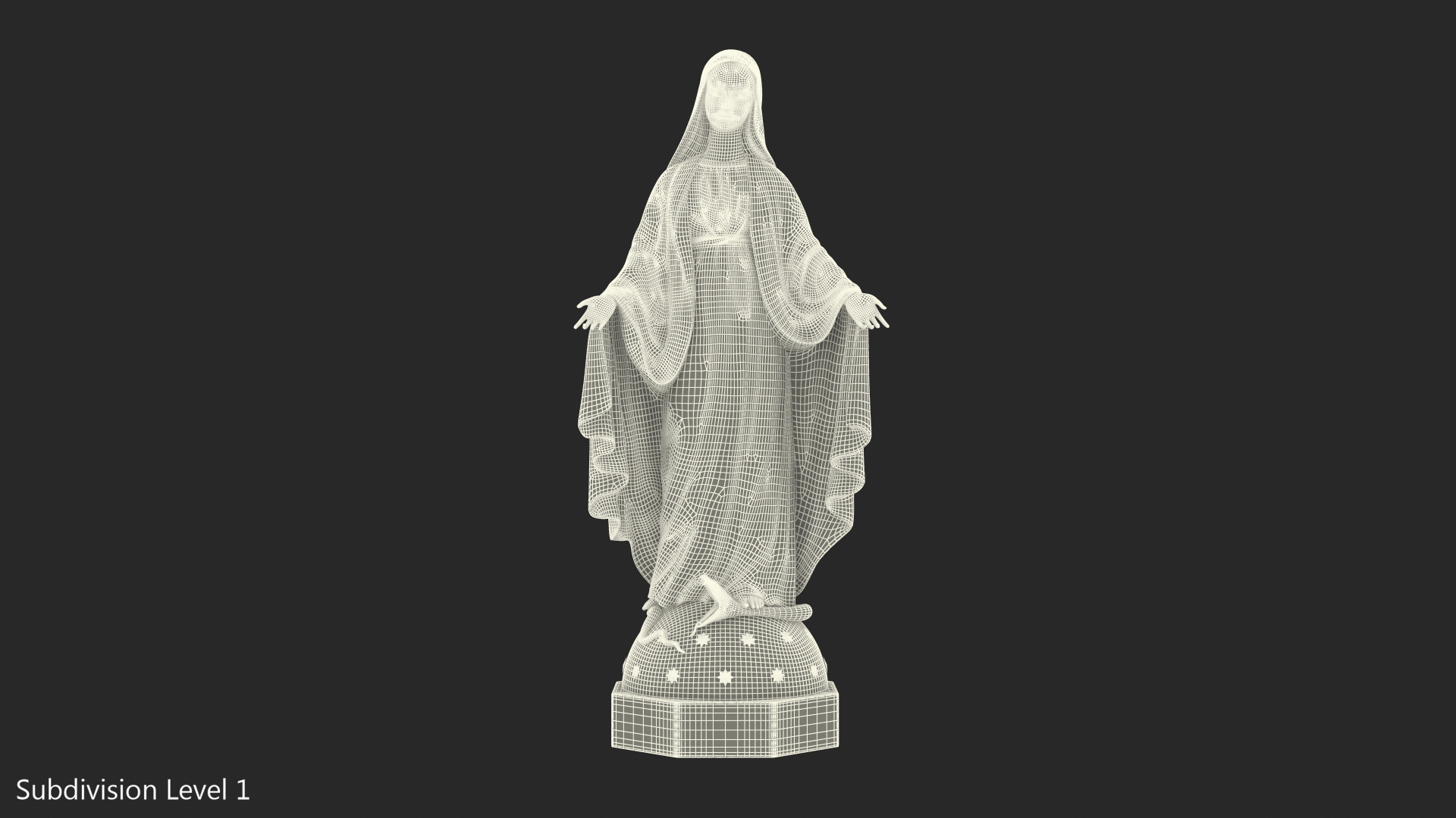 3D Madonna Virgin Mary Statue Golden model