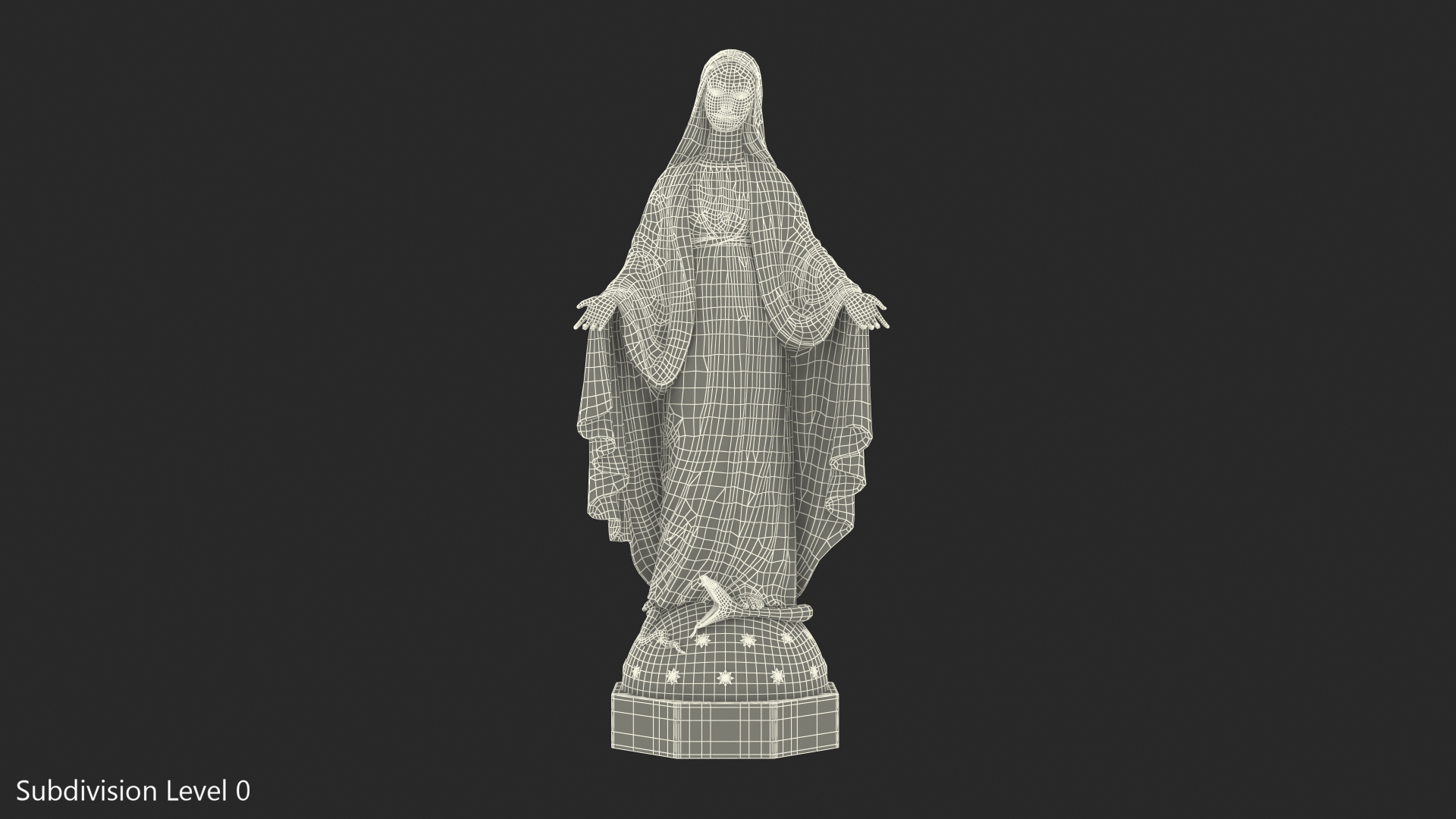 3D Madonna Virgin Mary Statue Golden model