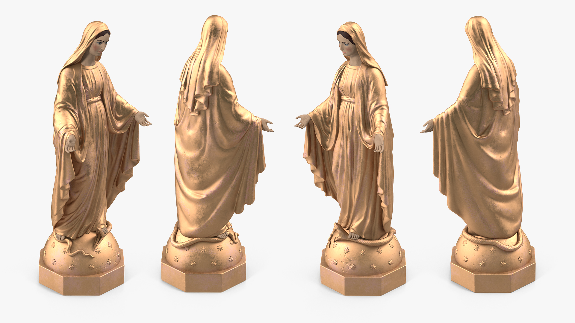 3D Madonna Virgin Mary Statue Golden model